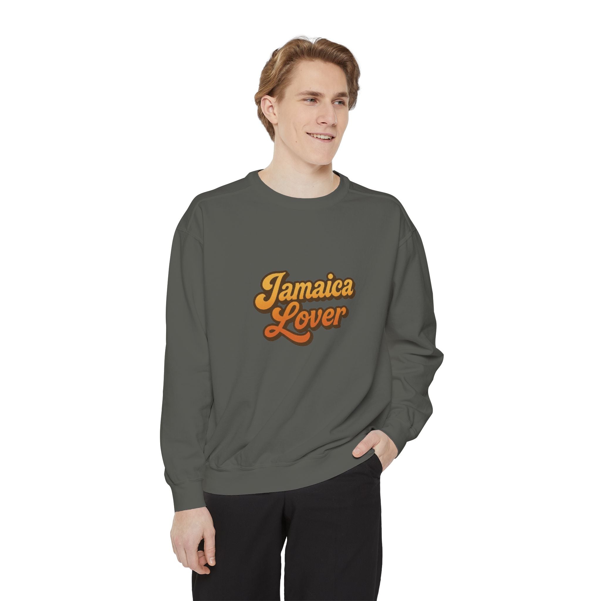 Jamaica Lover Sweatshirt — Retro Script Island Pride Crewneck
