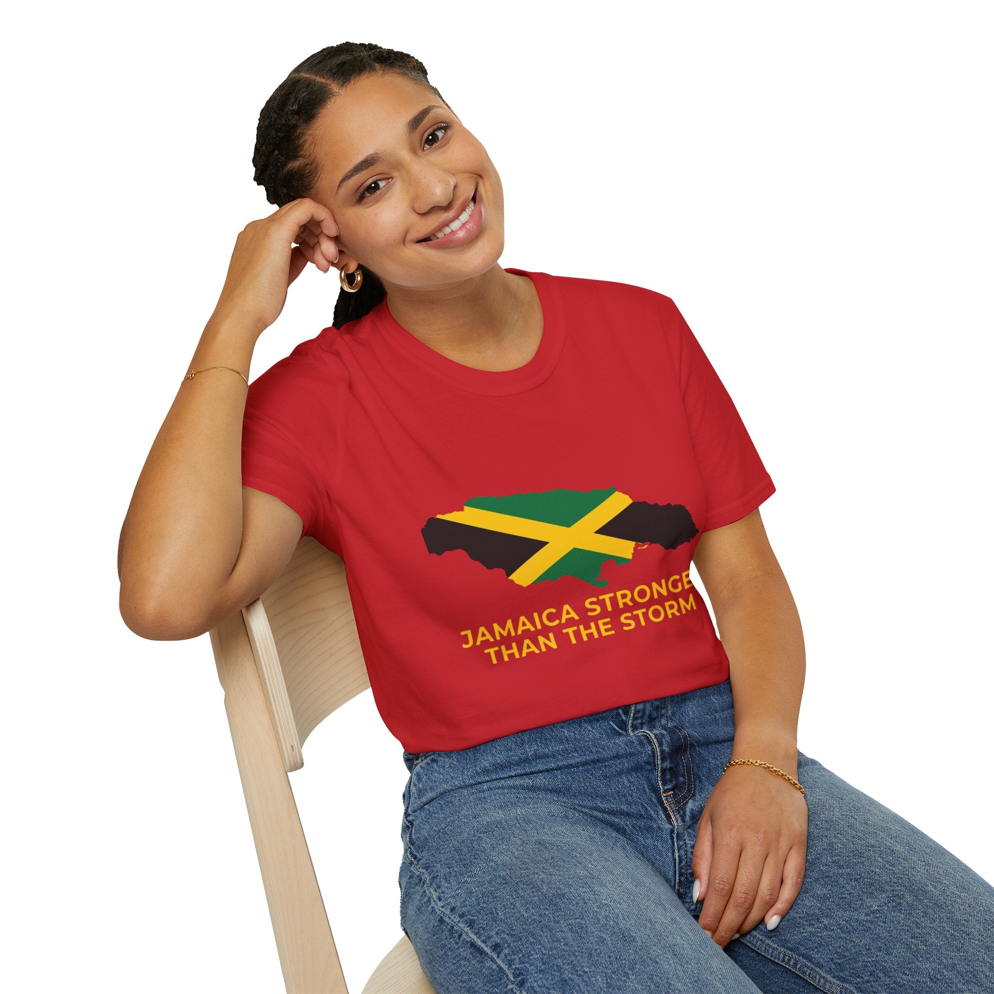 Jamaica Stronger Than The Storm T-Shirt — Jamaican Flag Map Tee