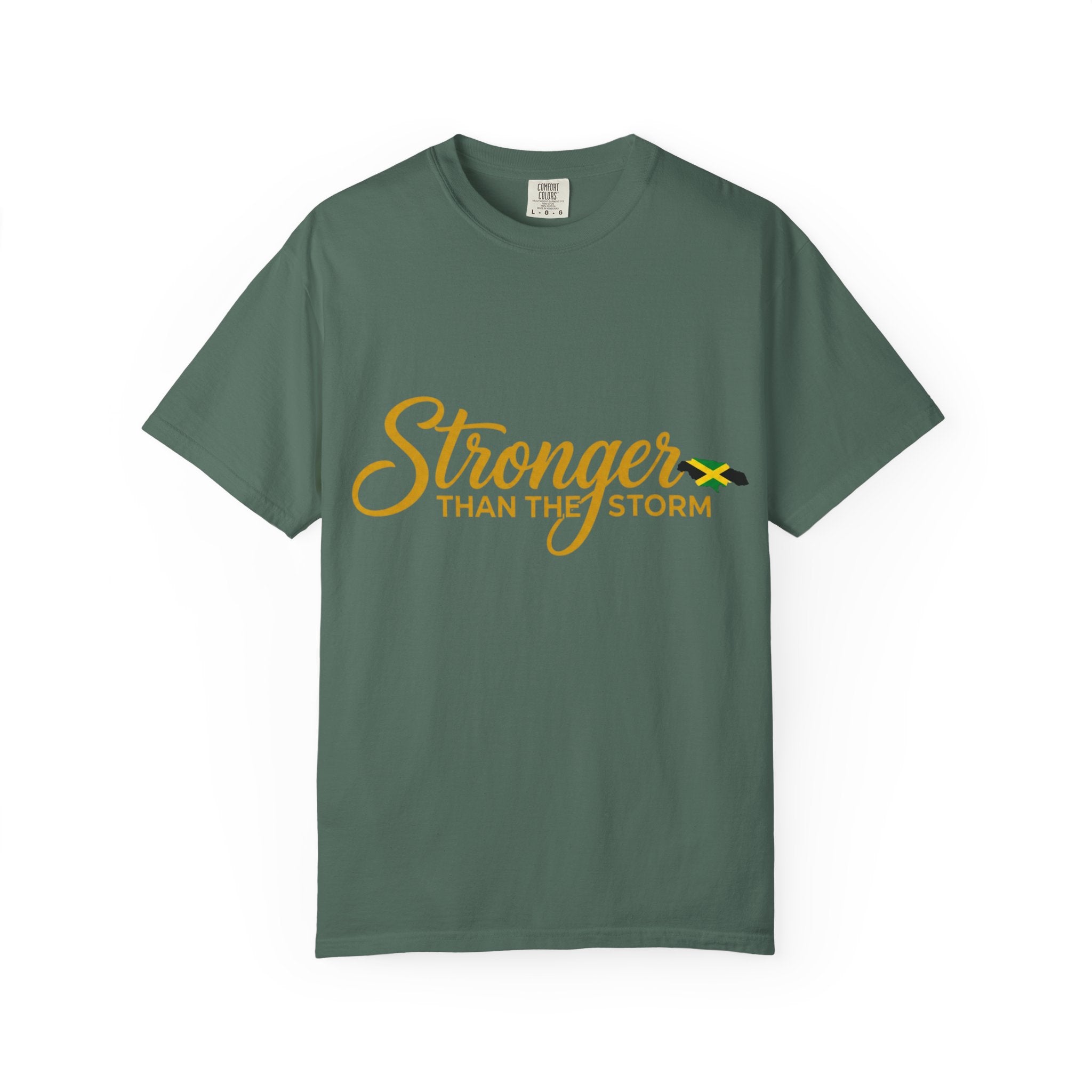 Stronger Than the Storm T-Shirt — Inspirational Jamaican Flag Tee