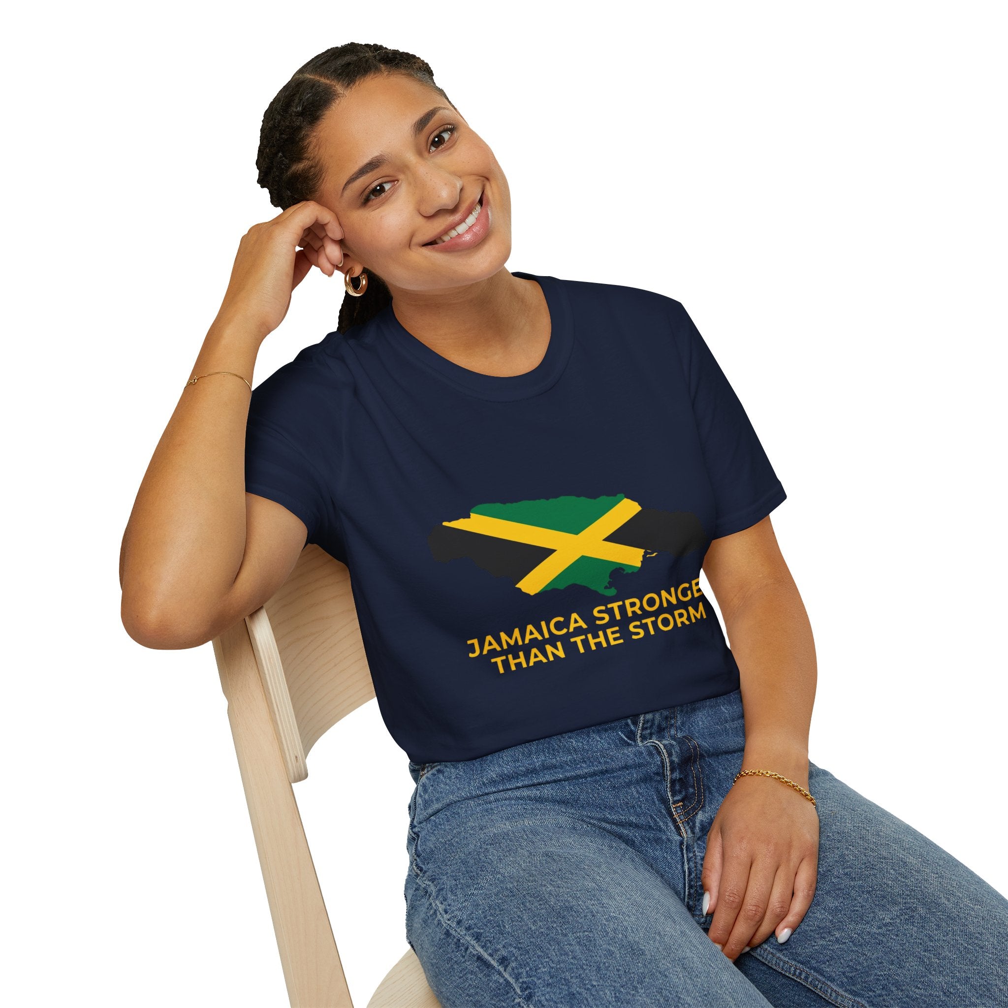 Jamaica Stronger Than The Storm T-Shirt — Jamaican Flag Map Tee