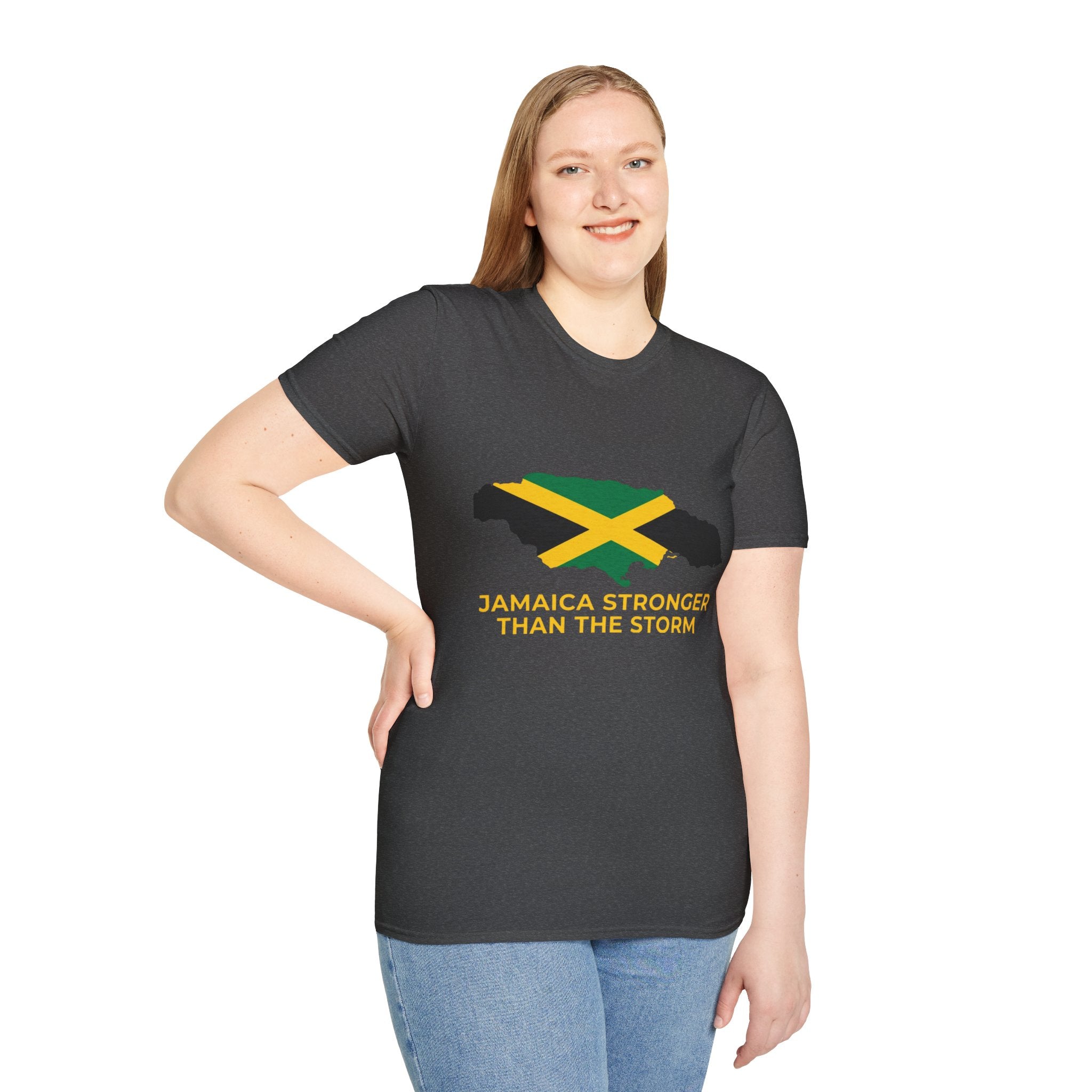 Jamaica Stronger Than The Storm T-Shirt — Jamaican Flag Map Tee