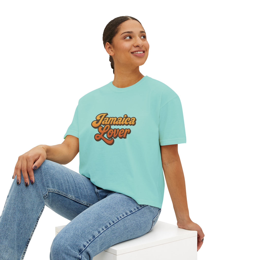Jamaica Lover Boxy Tee — Retro Script Vacation T‑Shirt