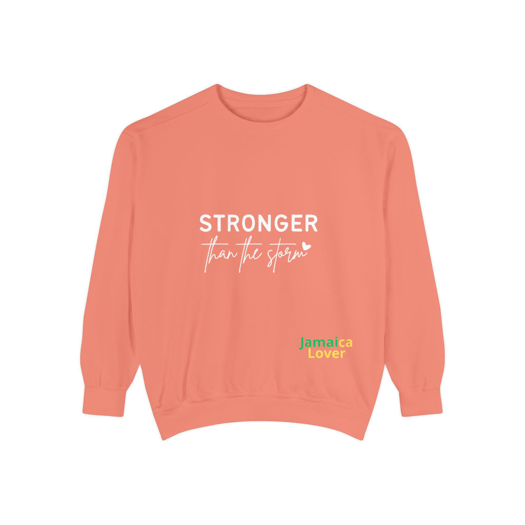 Stronger Than the Storm Sweatshirt — Inspirational Crewneck for Jamaica Lover