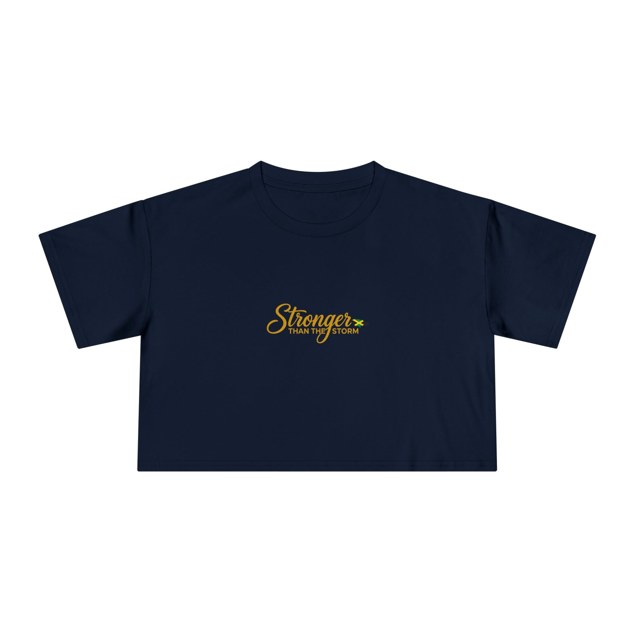 Crop Tee — "Stronger" Motivational Floral Cropped T-Shirt for Women