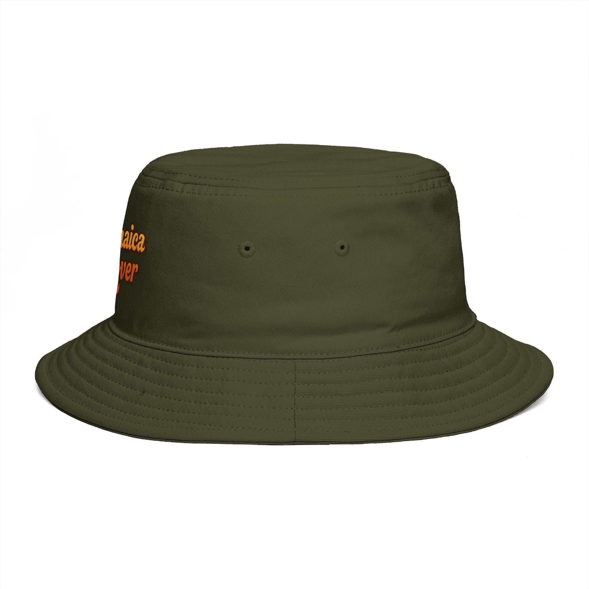 Jamaica Lover Bucket Hat — Retro Script Travel & Festival Sun Hat