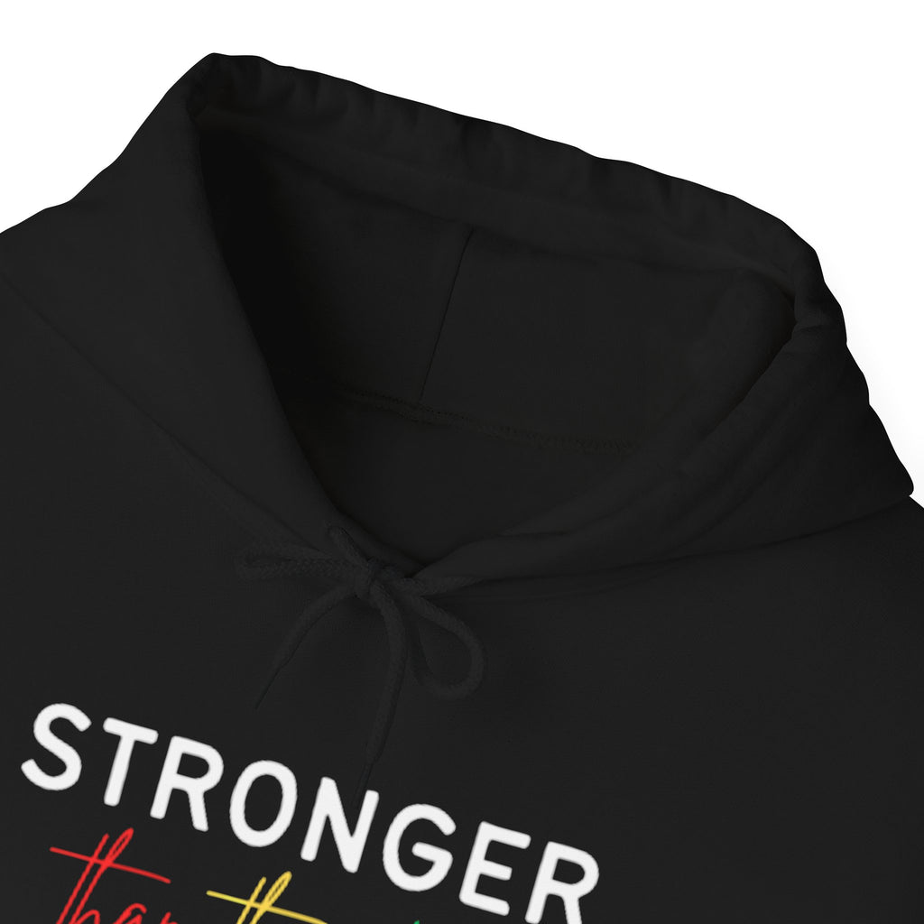 Stronger Than The Storm Hoodie — Inspirational Rasta Script Pullover
