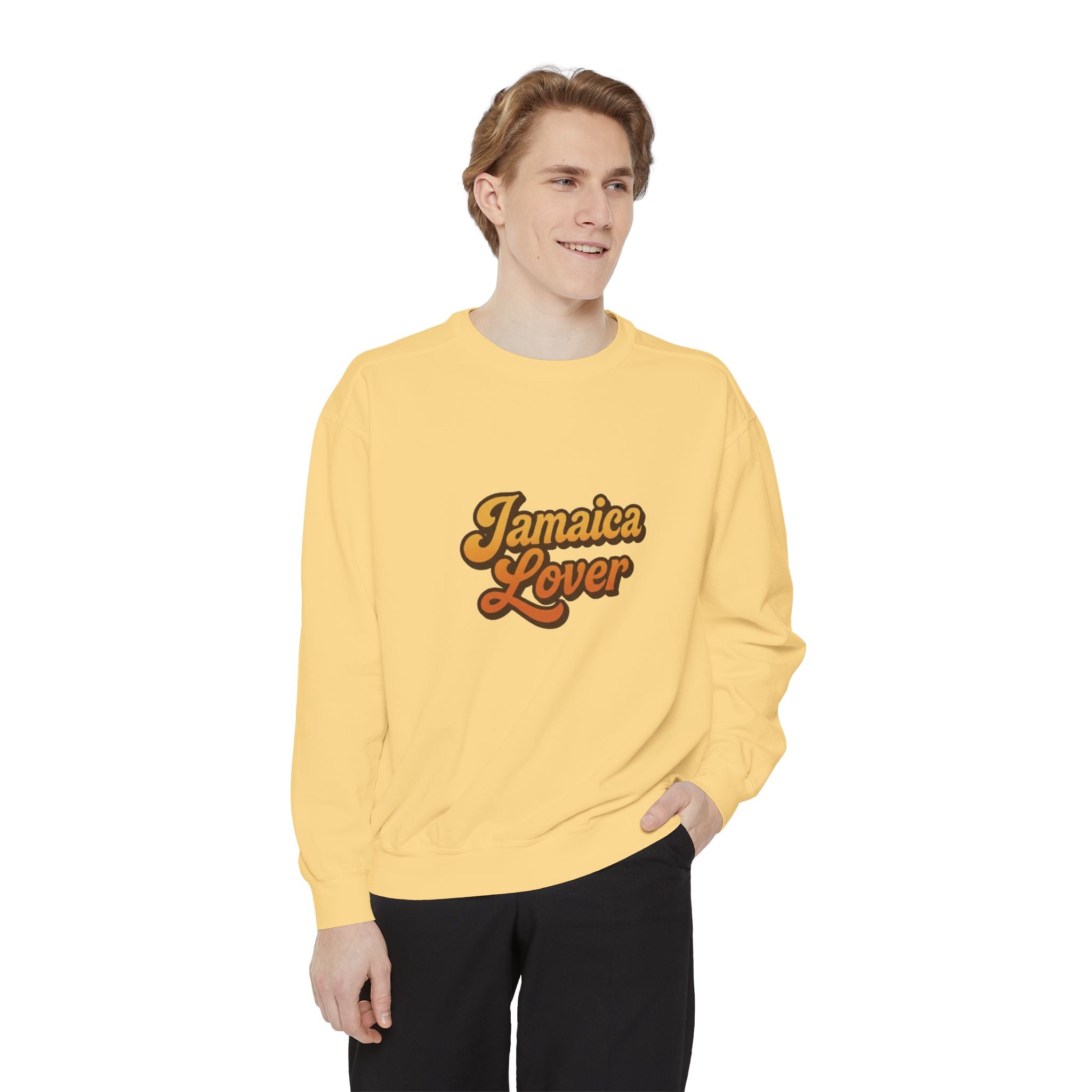 Jamaica Lover Sweatshirt — Retro Script Island Pride Crewneck