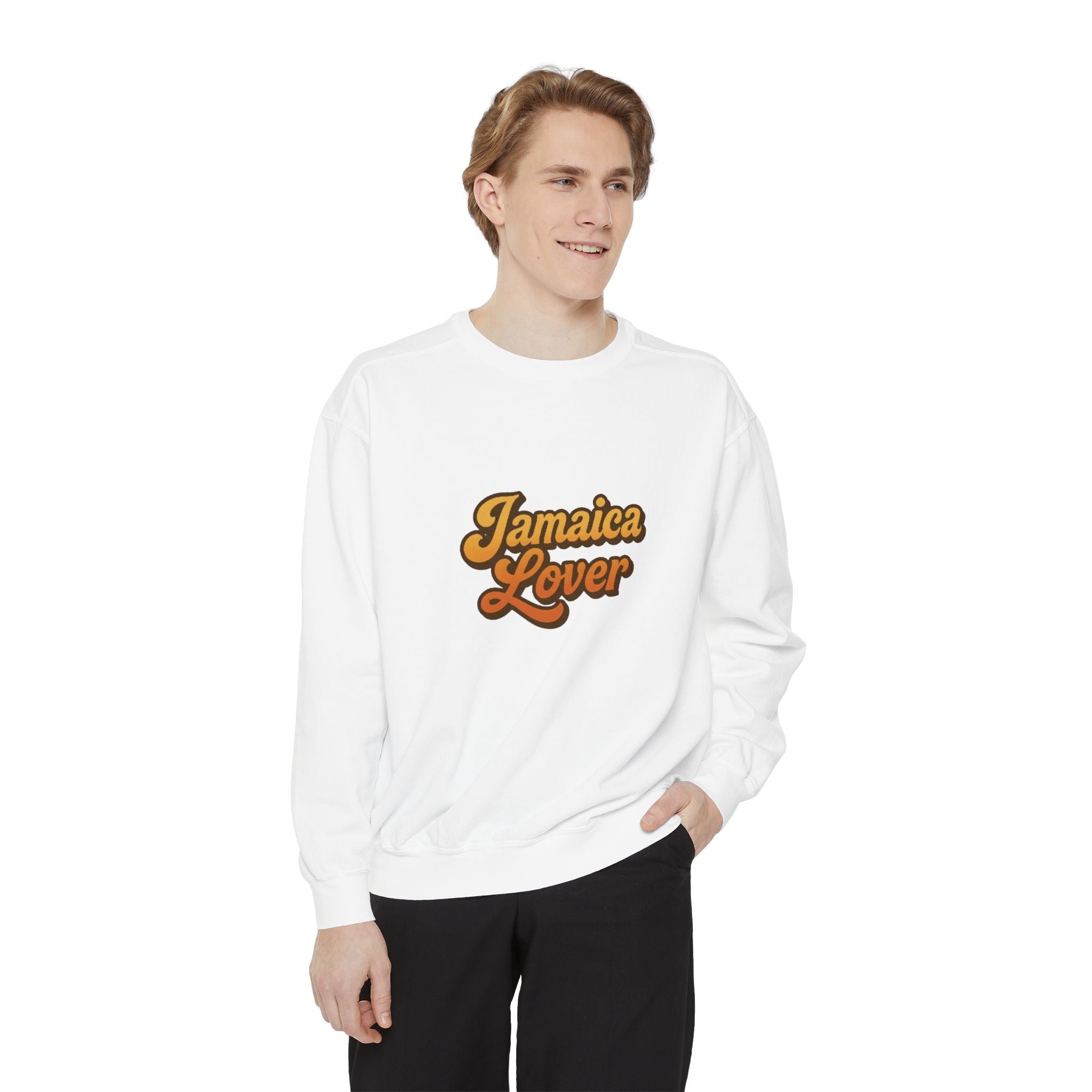 Jamaica Lover Sweatshirt — Retro Script Island Pride Crewneck