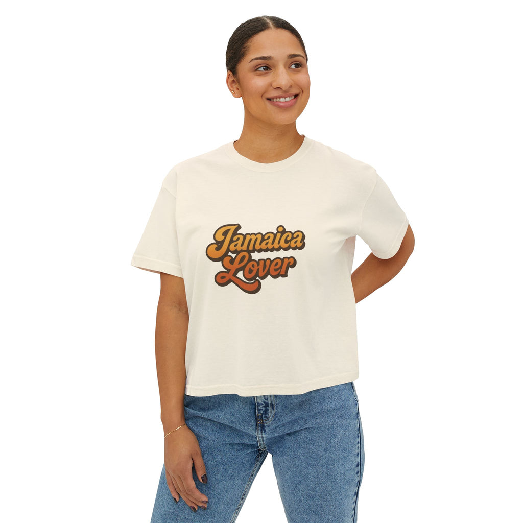Jamaica Lover Boxy Tee — Retro Script Vacation T‑Shirt