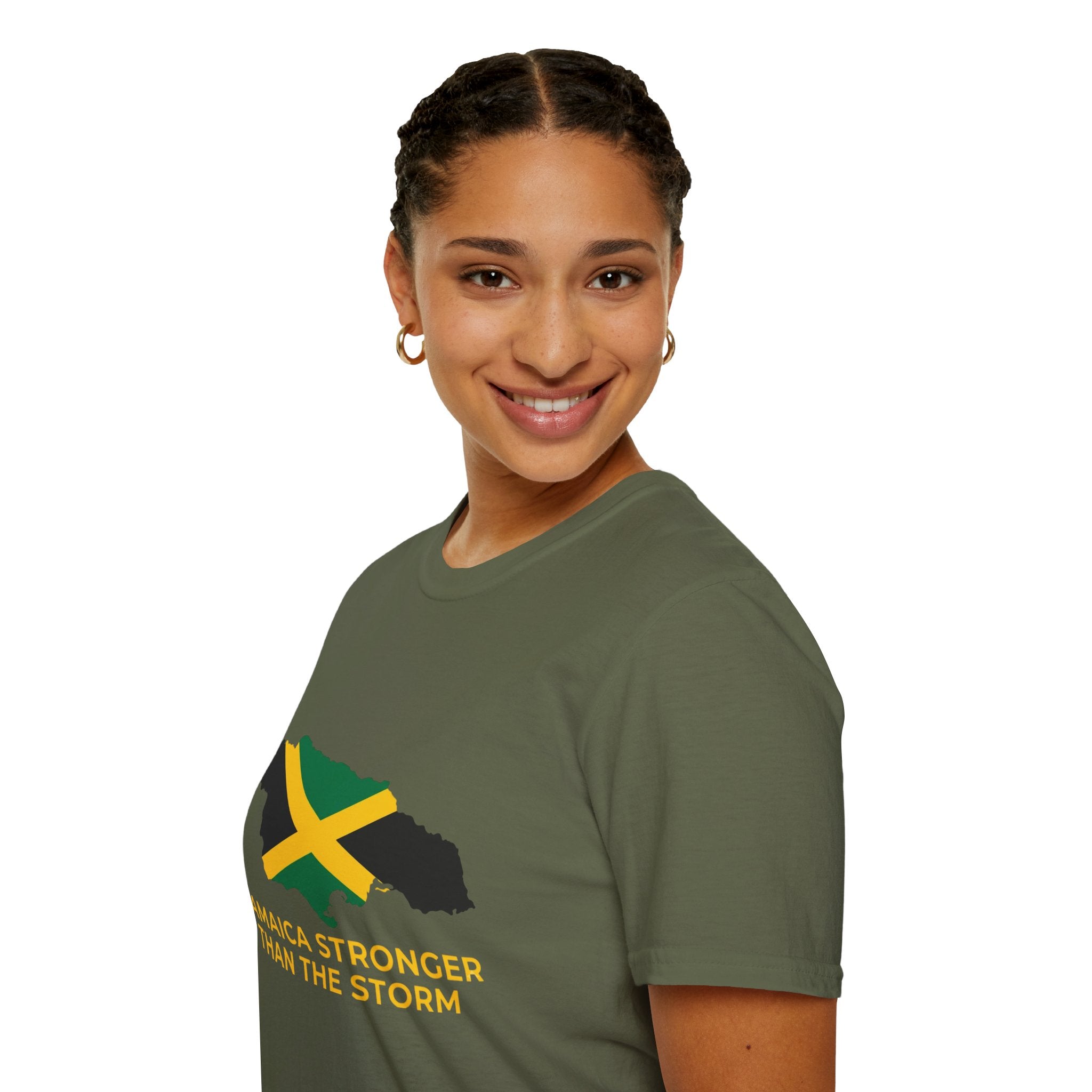 Jamaica Stronger Than The Storm T-Shirt — Jamaican Flag Map Tee