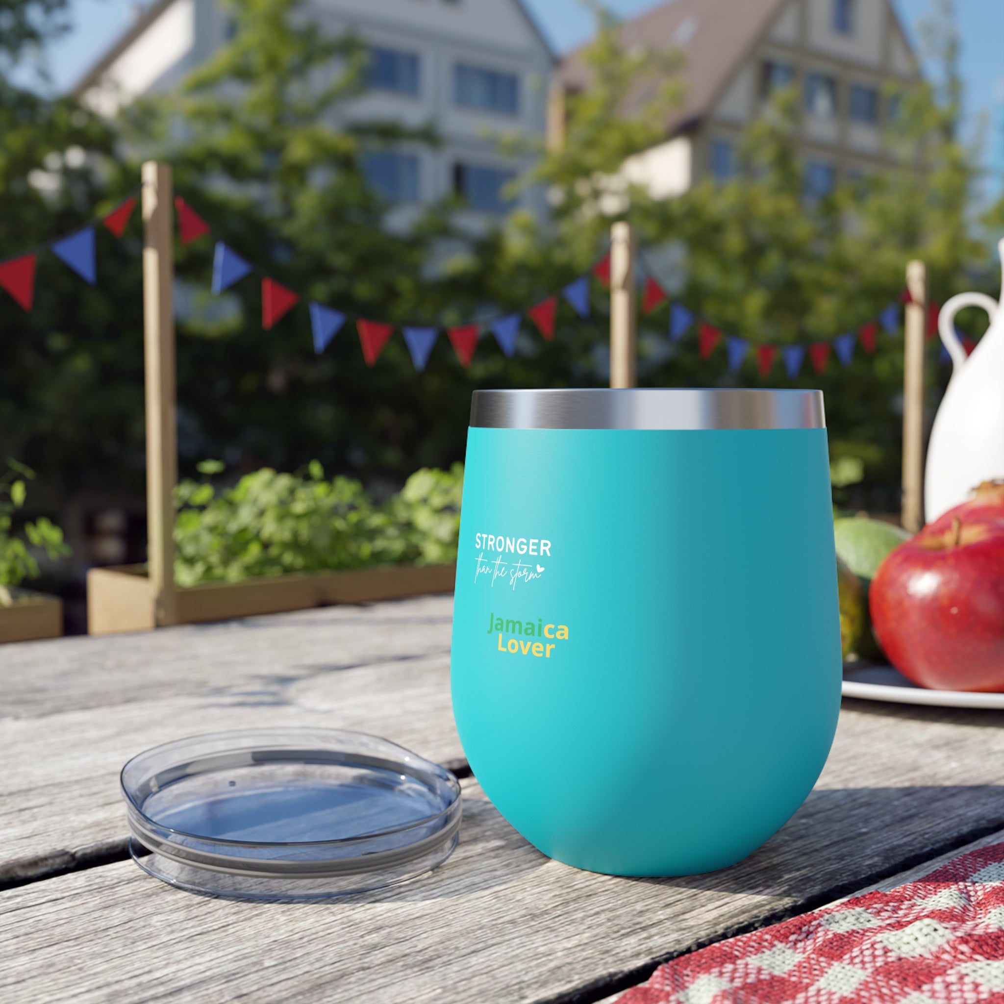 Insulated 12oz Copper Tumbler — "Stronger Than the Storm" Jamaica Lover Design