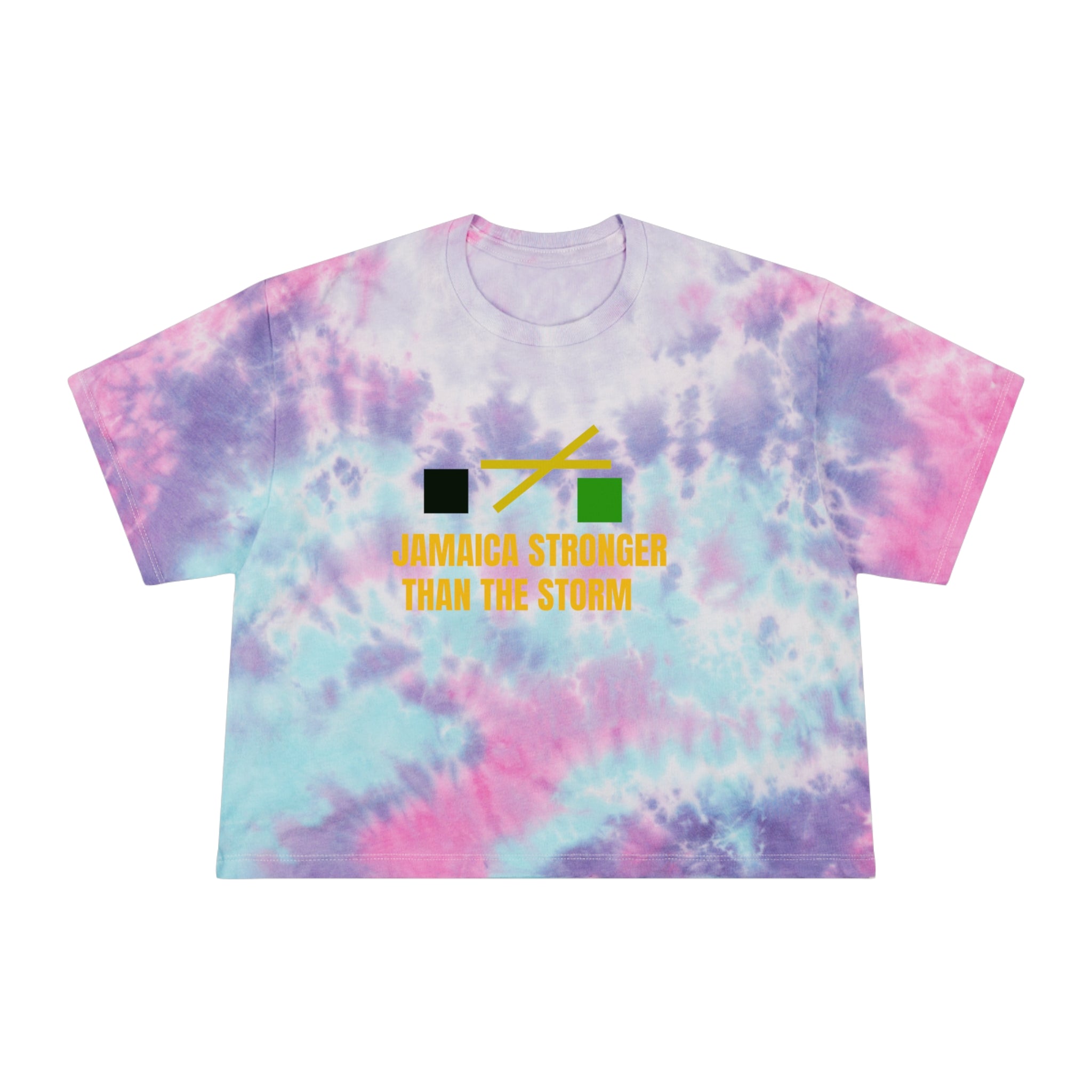 Tie-Dye Crop Tee — "Jamaica Stronger Than The Storm" Patriotic Island Pride