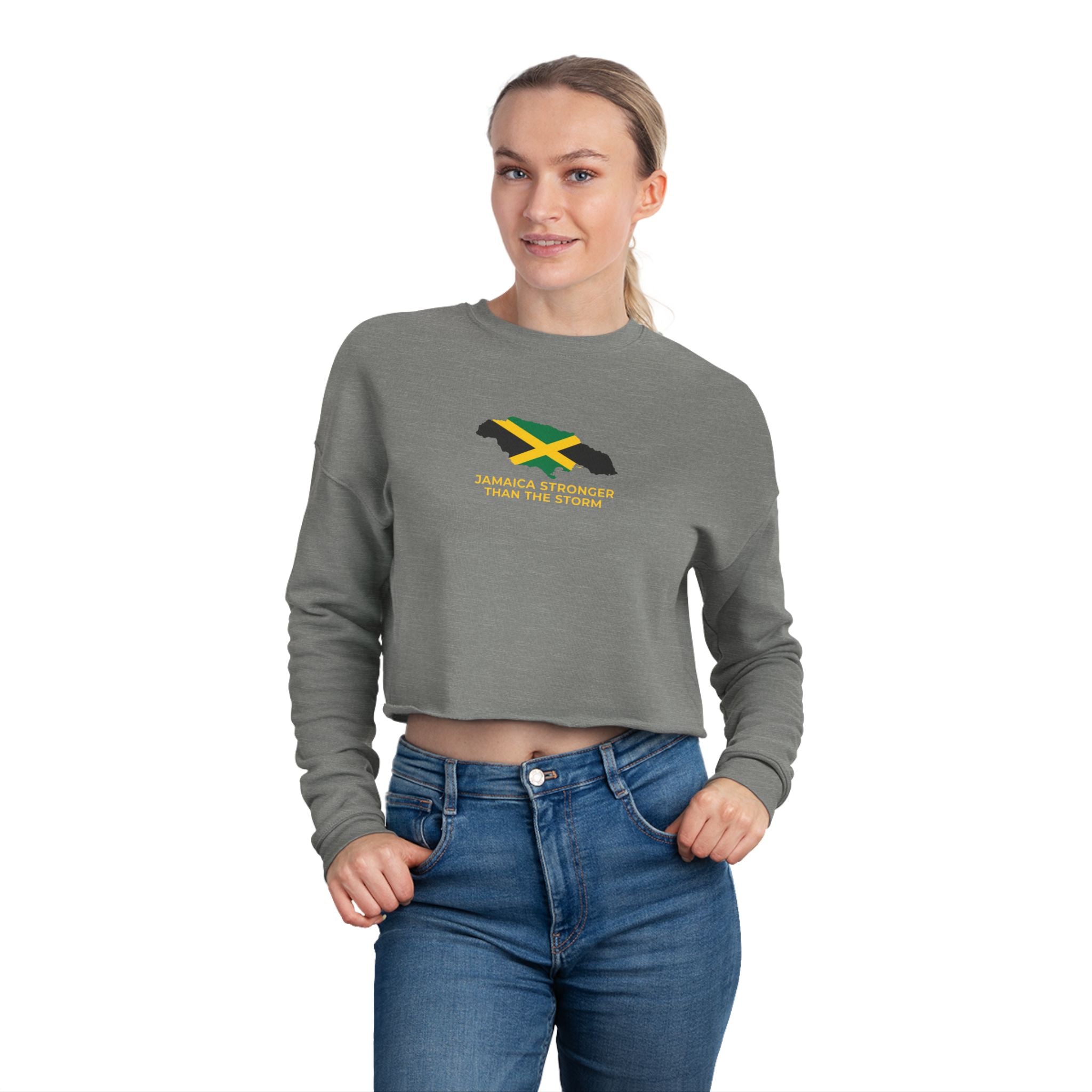 Cropped Sweatshirt — Jamaican Flag Heart "Proud To Be Jamaican"