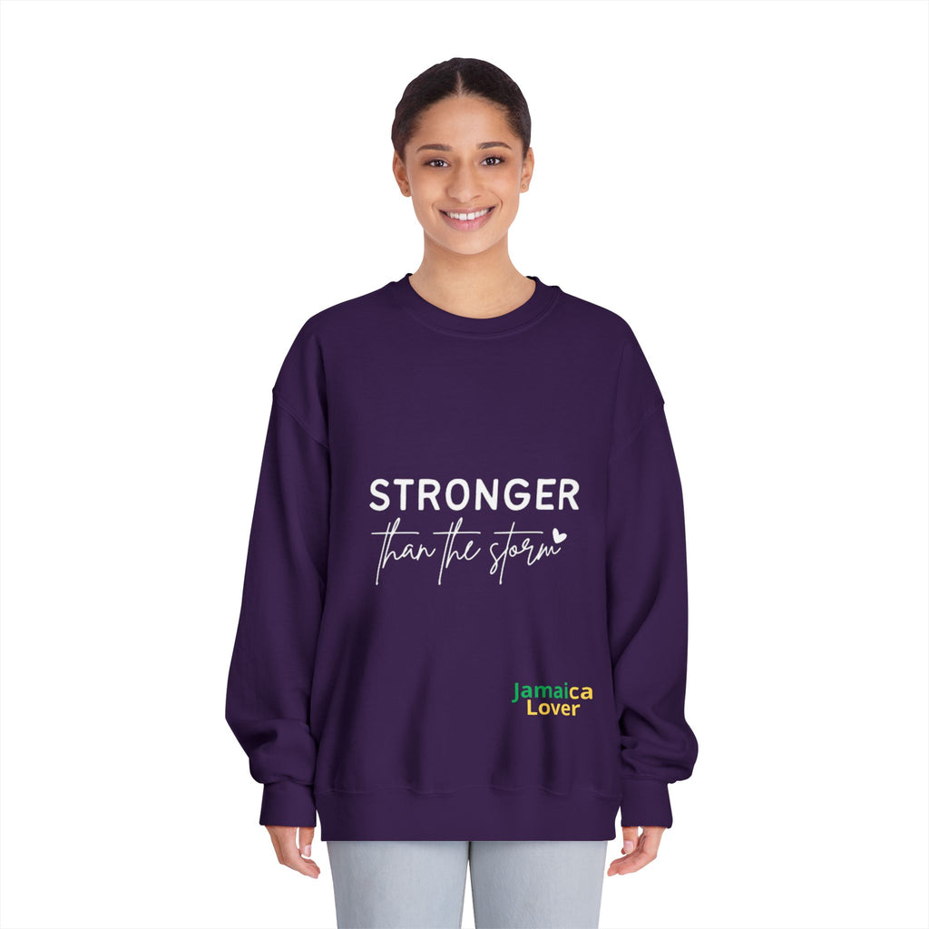 Stronger Than the Storm Crewneck Sweatshirt — Jamaica Lover Inspirational Pullover