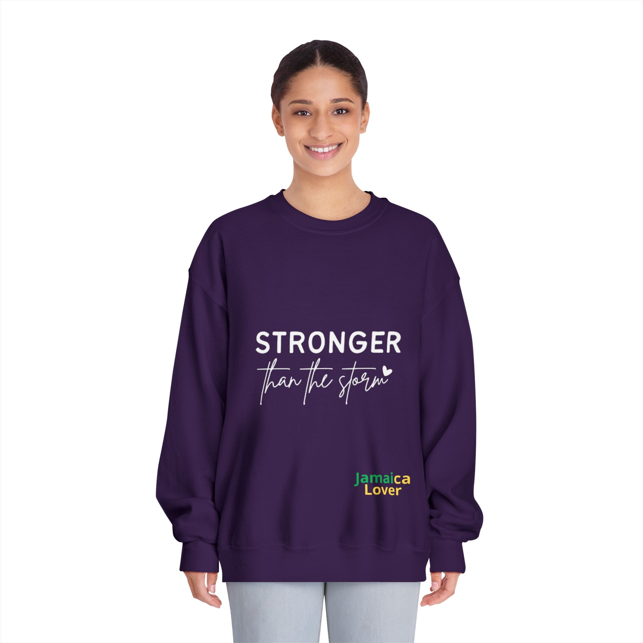 Stronger Than the Storm Crewneck Sweatshirt — Jamaica Lover Inspirational Pullover