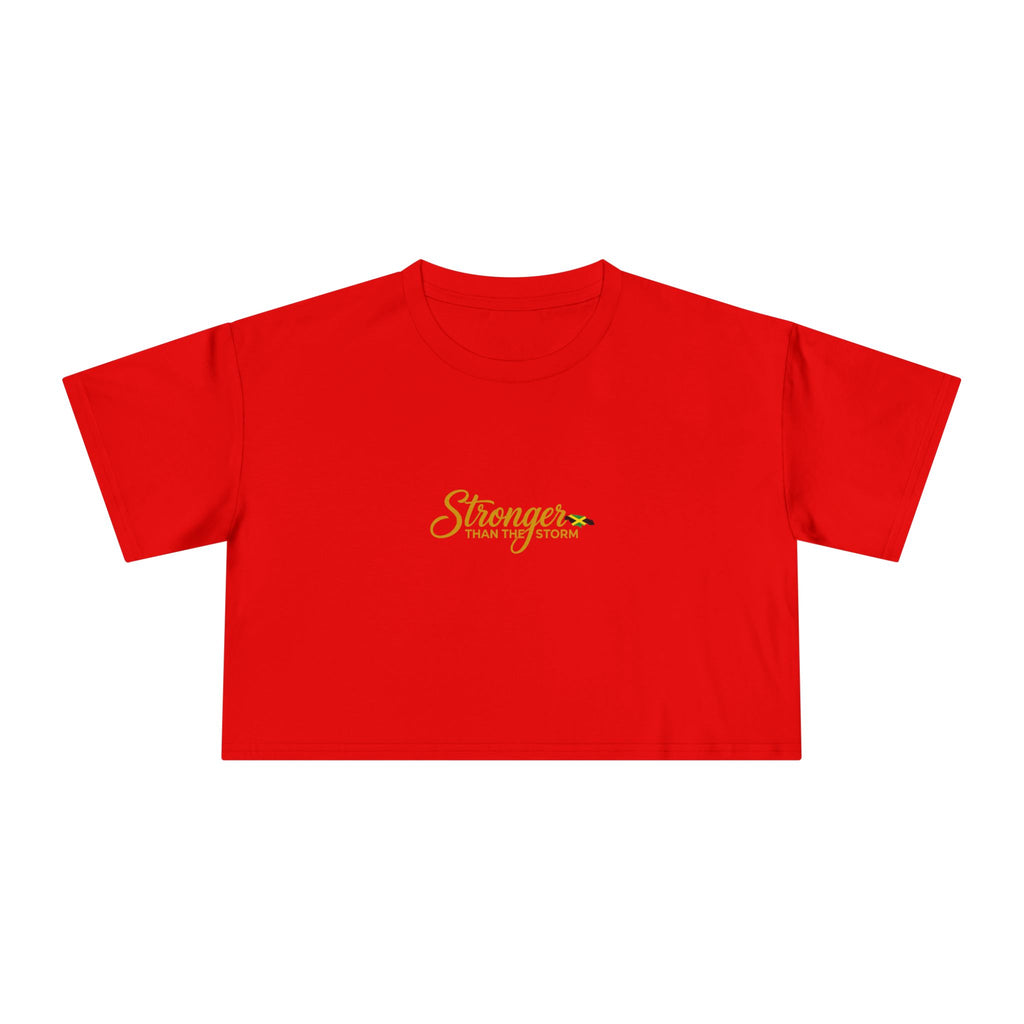 Crop Tee — "Stronger" Motivational Floral Cropped T-Shirt for Women