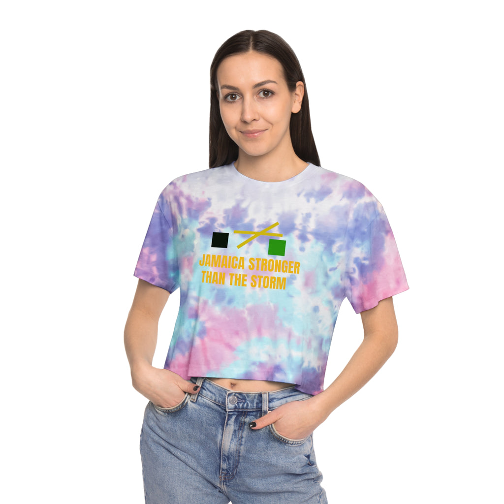 Tie-Dye Crop Tee — "Jamaica Stronger Than The Storm" Patriotic Island Pride