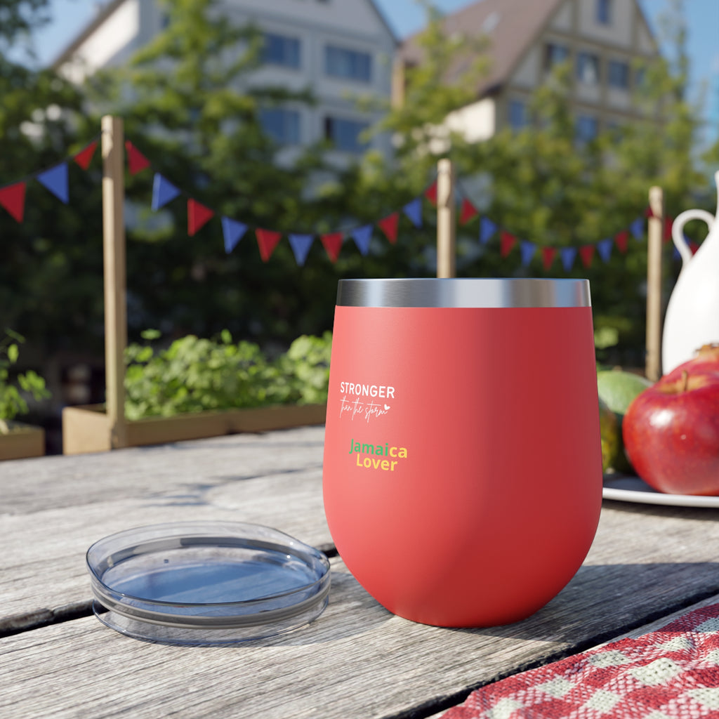 Insulated 12oz Copper Tumbler — "Stronger Than the Storm" Jamaica Lover Design