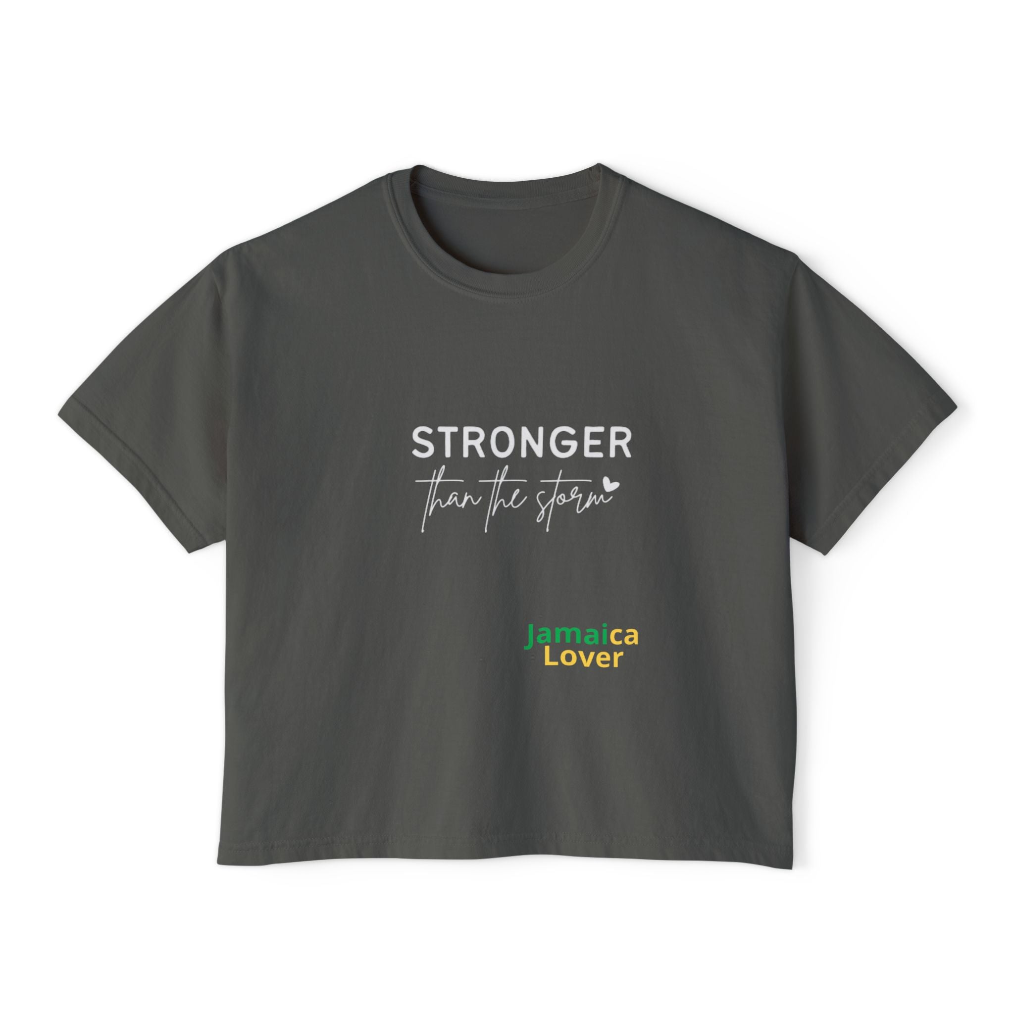 Women’s Boxy Tee — "Stronger Than the Storm" Inspirational Crop Top