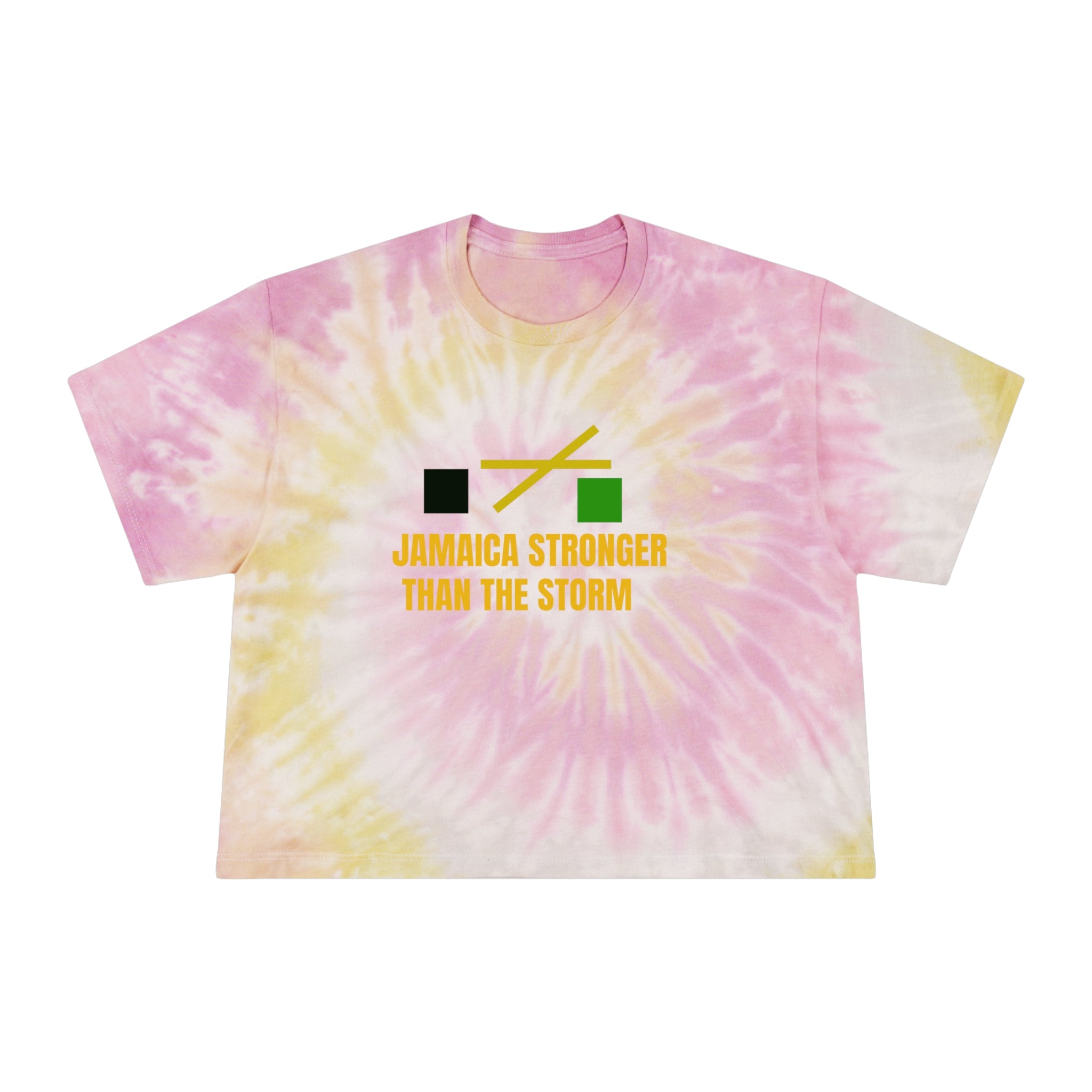 Tie-Dye Crop Tee — "Jamaica Stronger Than The Storm" Patriotic Island Pride
