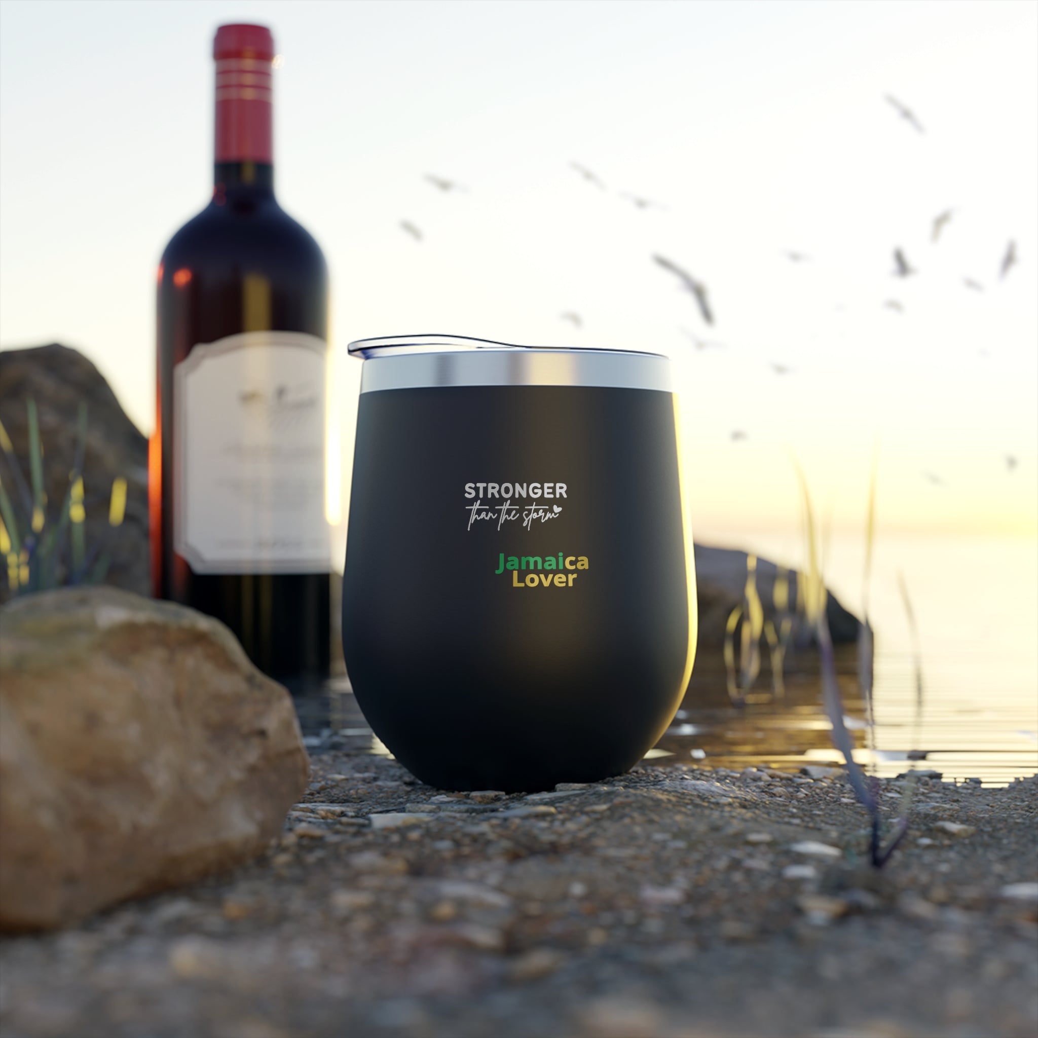 Insulated 12oz Copper Tumbler — "Stronger Than the Storm" Jamaica Lover Design