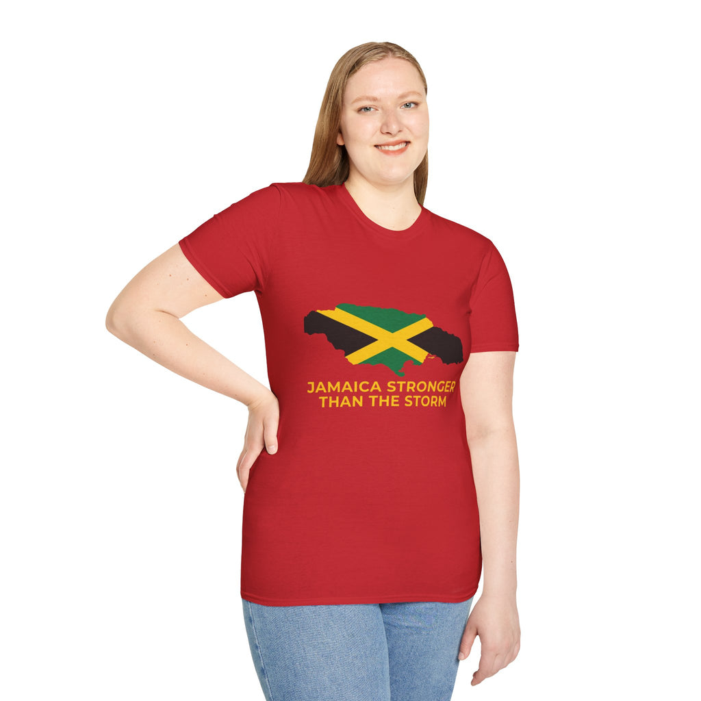 Jamaica Stronger Than The Storm T-Shirt — Jamaican Flag Map Tee