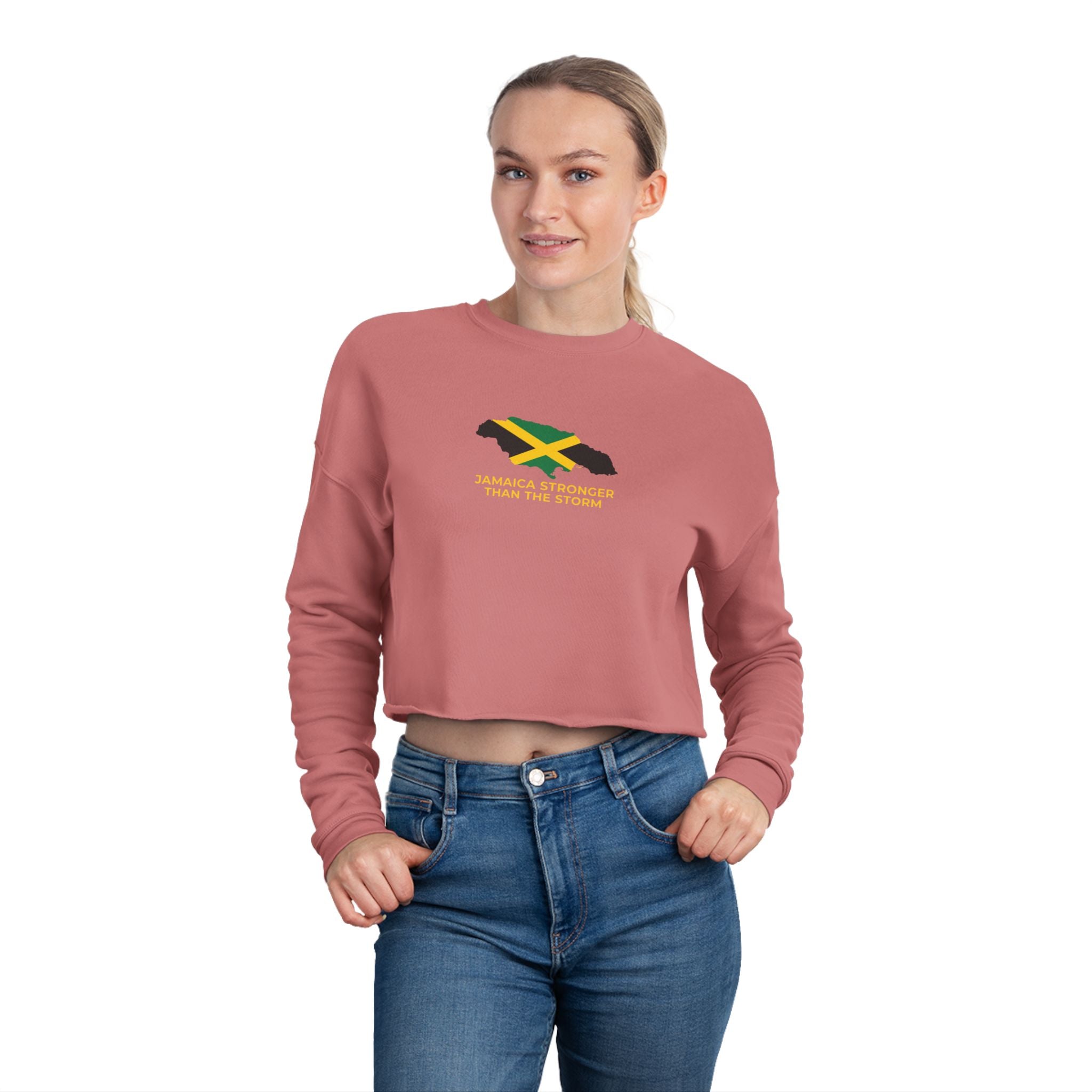 Cropped Sweatshirt — Jamaican Flag Heart "Proud To Be Jamaican"