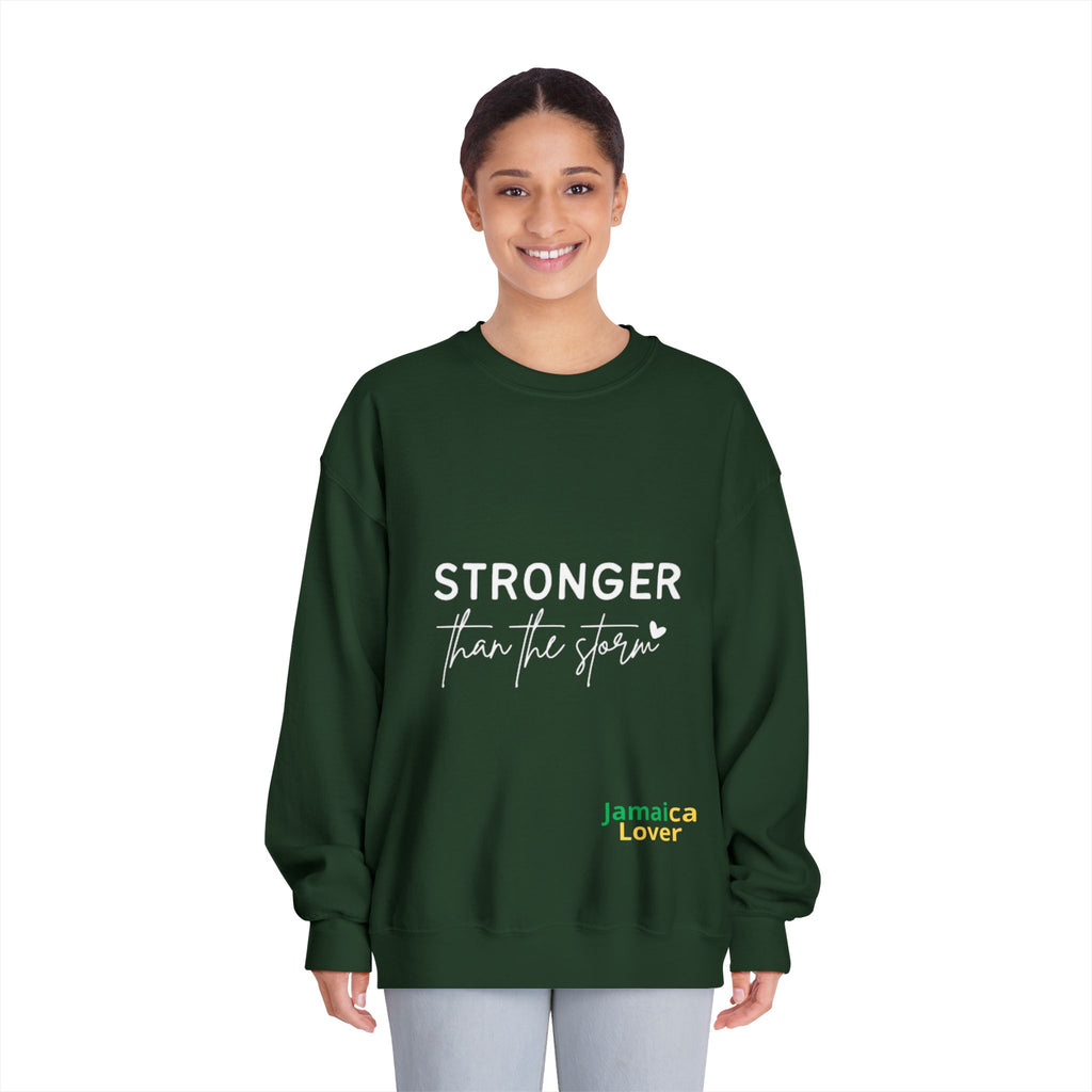Stronger Than the Storm Crewneck Sweatshirt — Jamaica Lover Inspirational Pullover