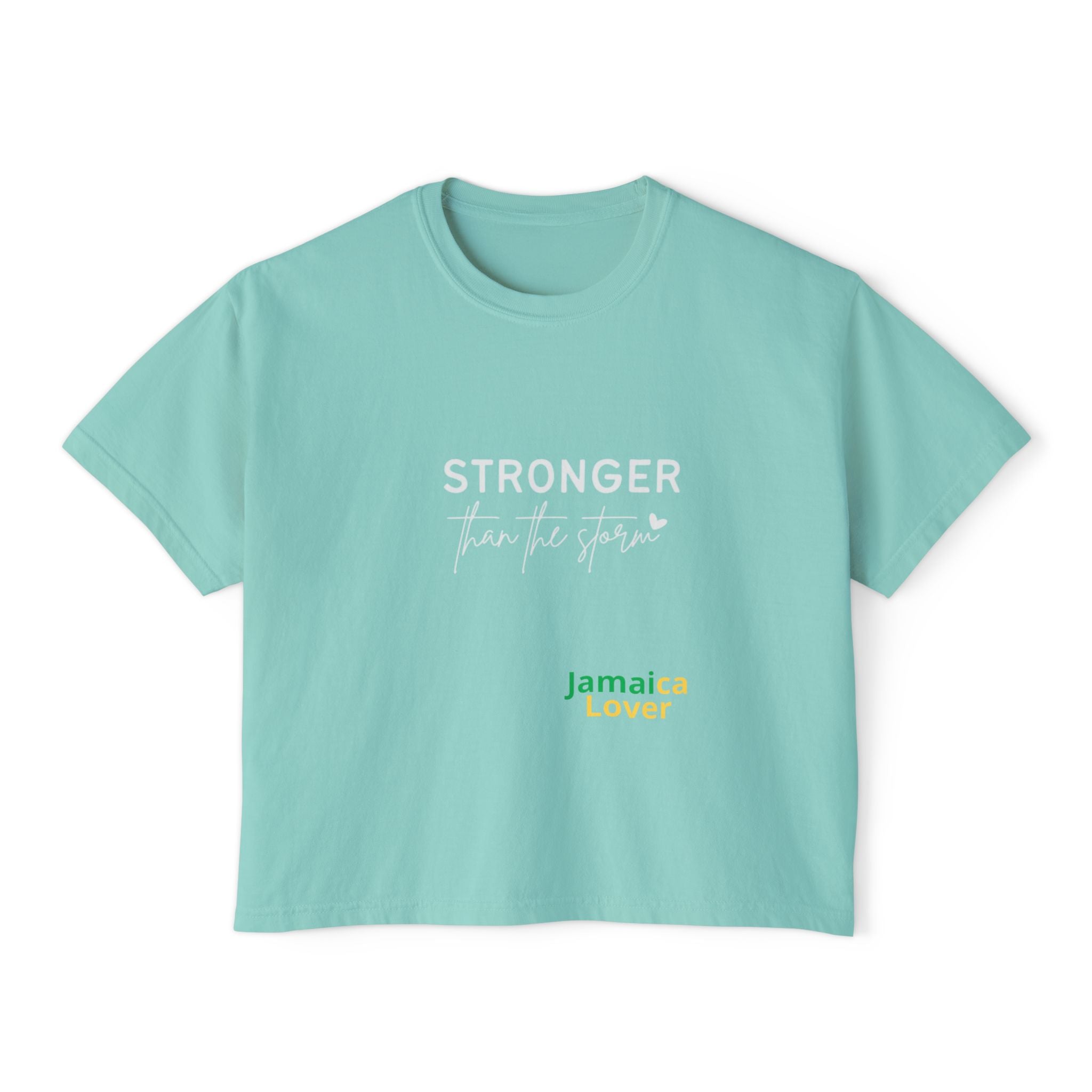 Women’s Boxy Tee — "Stronger Than the Storm" Inspirational Crop Top