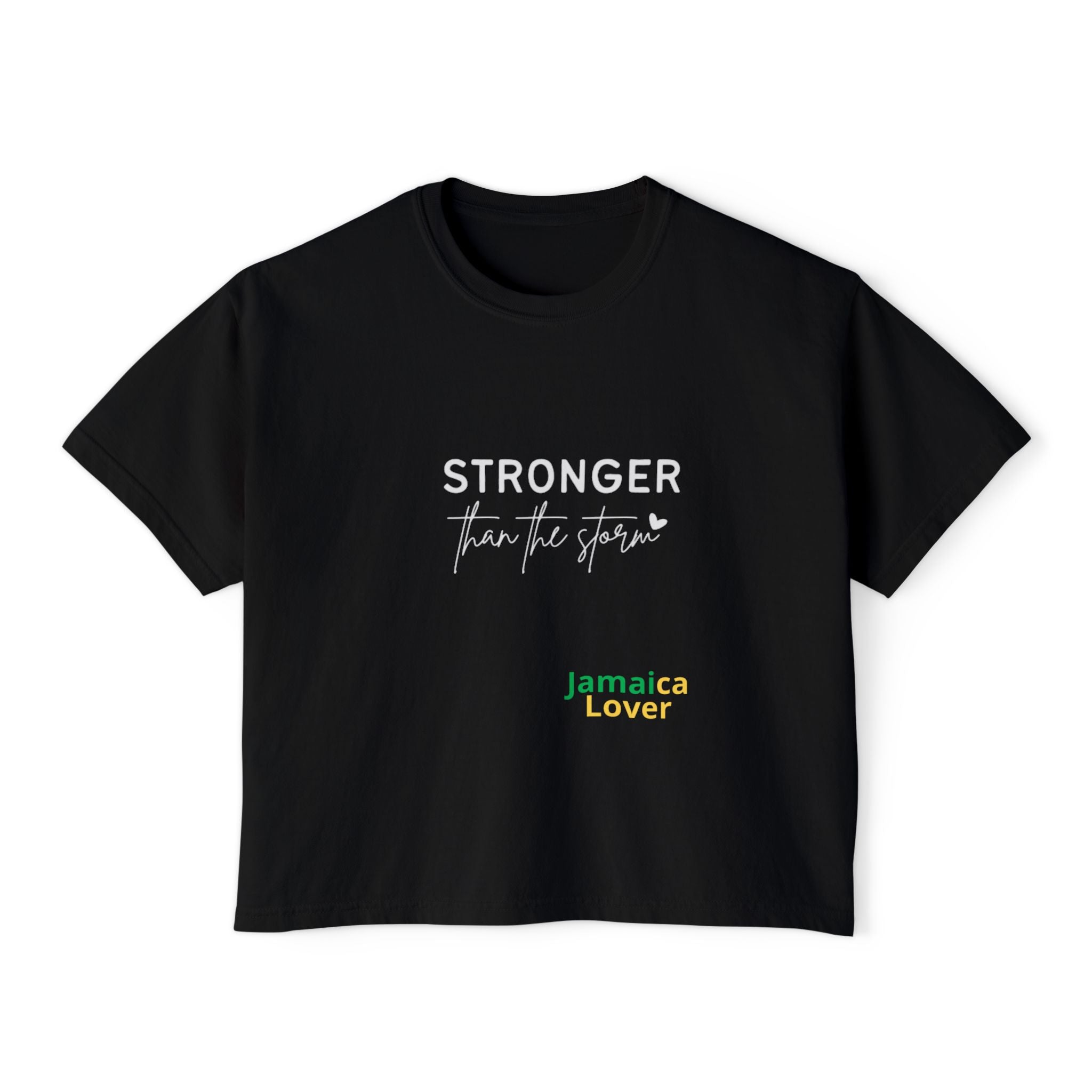 Women’s Boxy Tee — "Stronger Than the Storm" Inspirational Crop Top