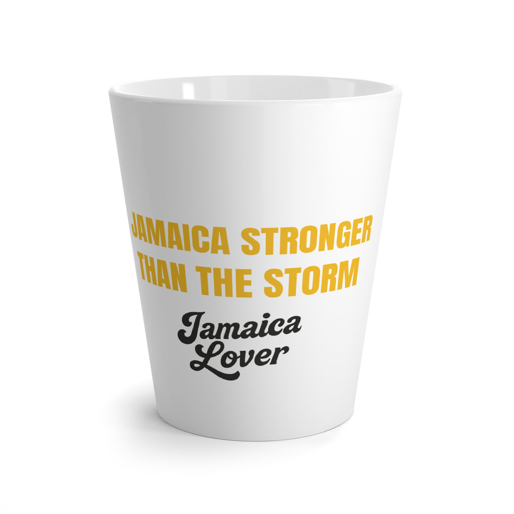 Latte Mug — "Jamaica Stronger Than The Storm" Inspirational Coffee Cup
