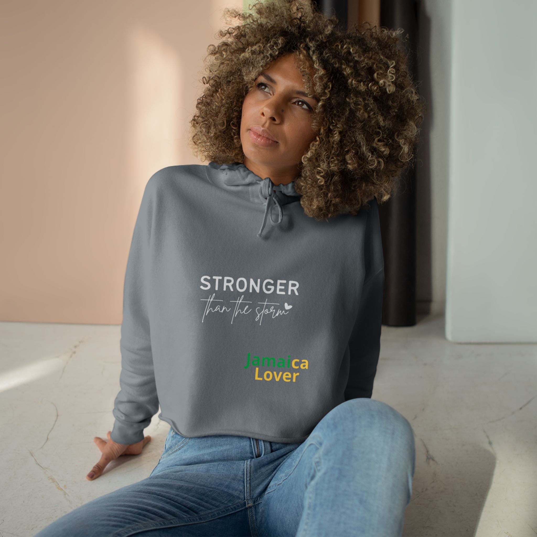 Stronger Than The Storm Jamaica Lover Crop Hoodie