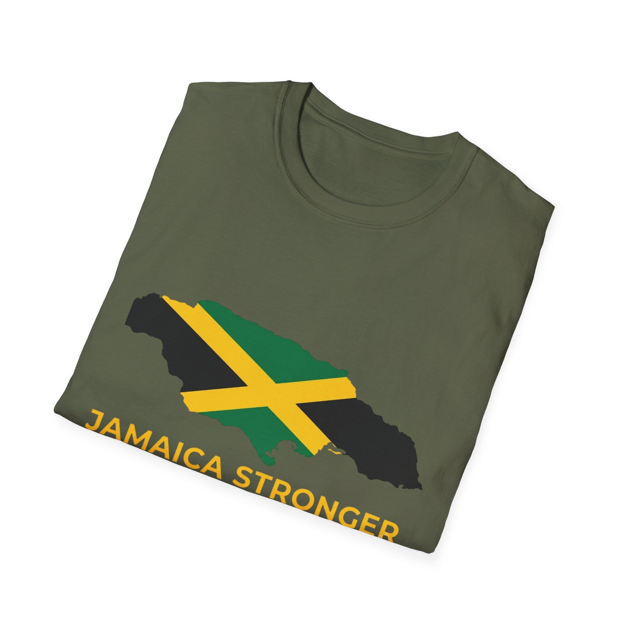 Jamaica Stronger Than The Storm T-Shirt — Jamaican Flag Map Tee