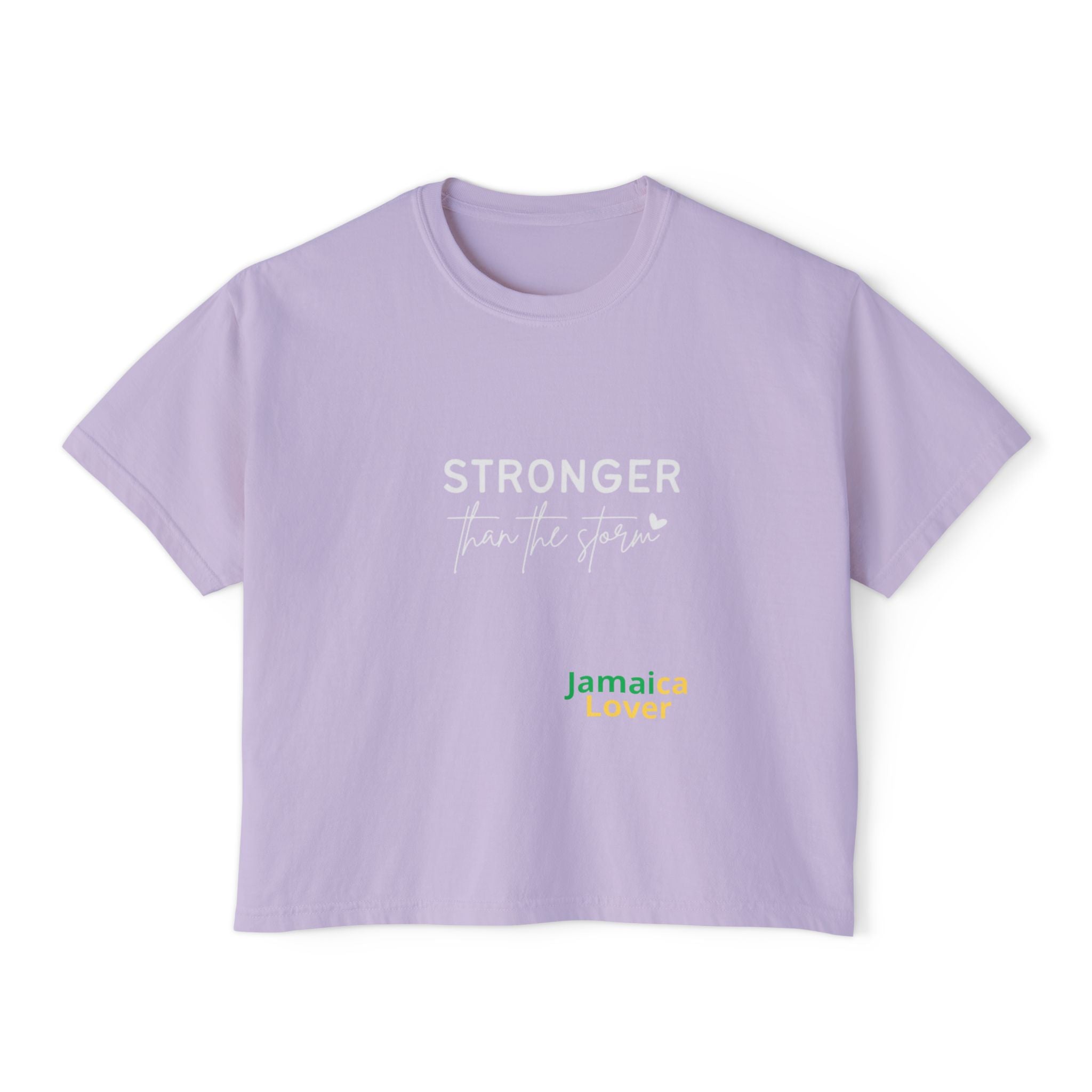 Women’s Boxy Tee — "Stronger Than the Storm" Inspirational Crop Top