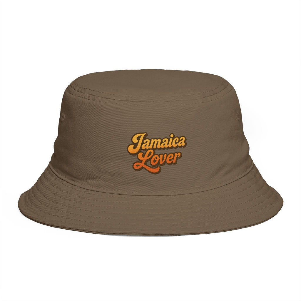 Jamaica Lover Bucket Hat — Retro Reggae Brown Beach Sun Hat