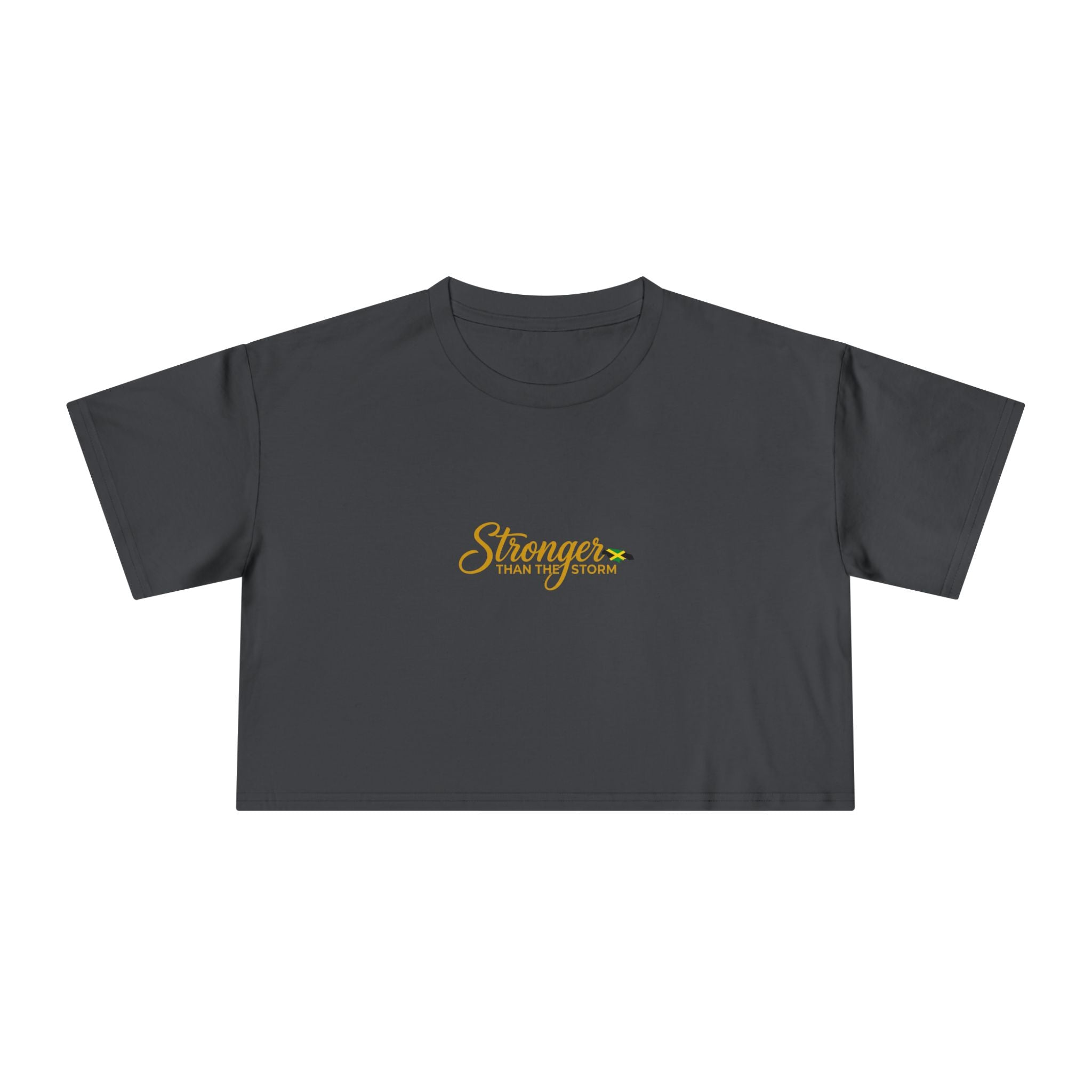 Crop Tee — "Stronger" Motivational Floral Cropped T-Shirt for Women