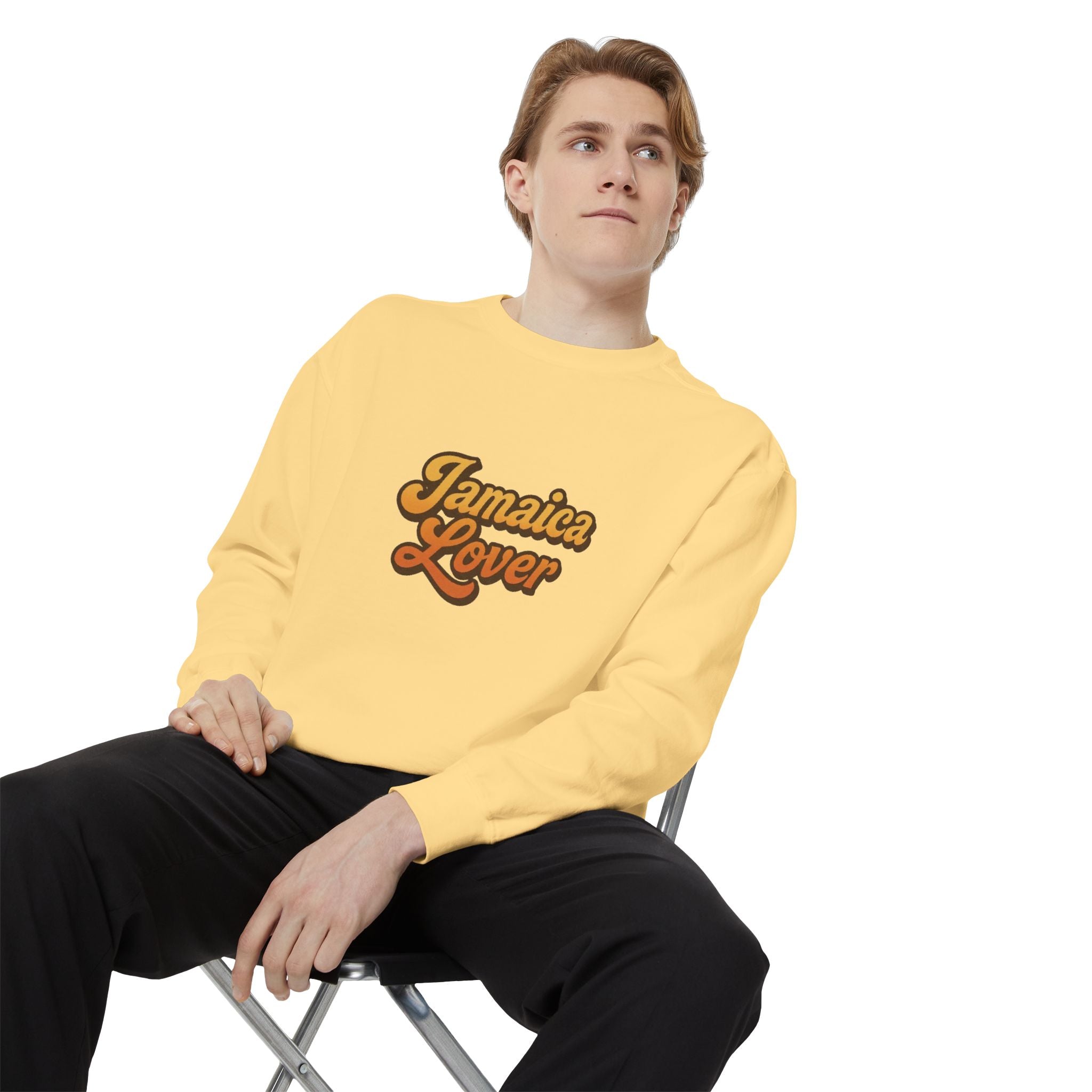 Jamaica Lover Sweatshirt — Retro Script Island Pride Crewneck
