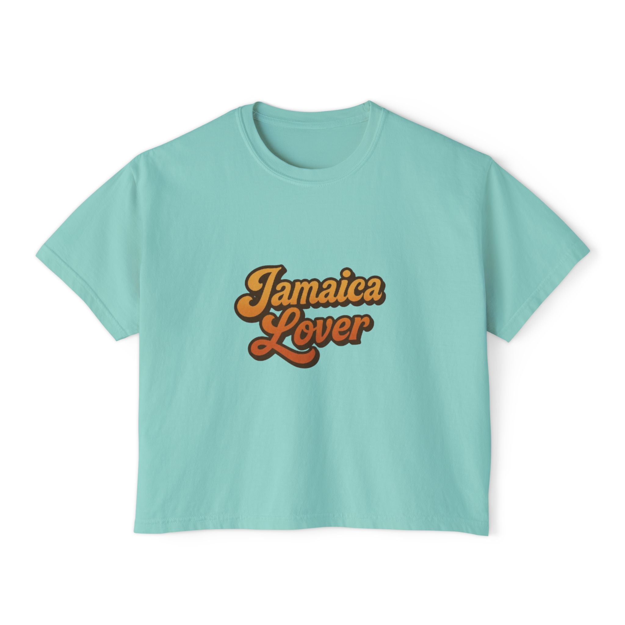 Jamaica Lover Boxy Tee — Retro Script Vacation T‑Shirt