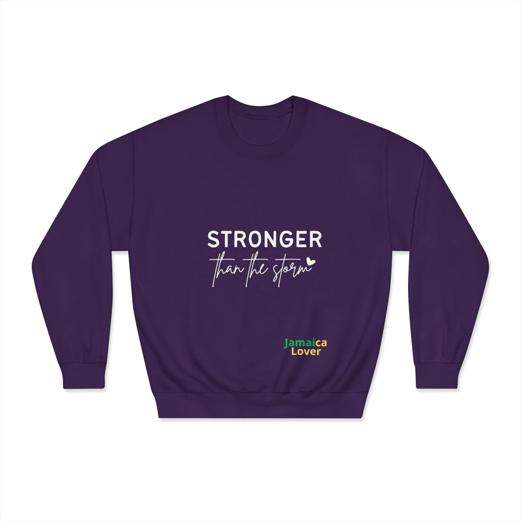 Stronger Than the Storm Crewneck Sweatshirt — Jamaica Lover Inspirational Pullover