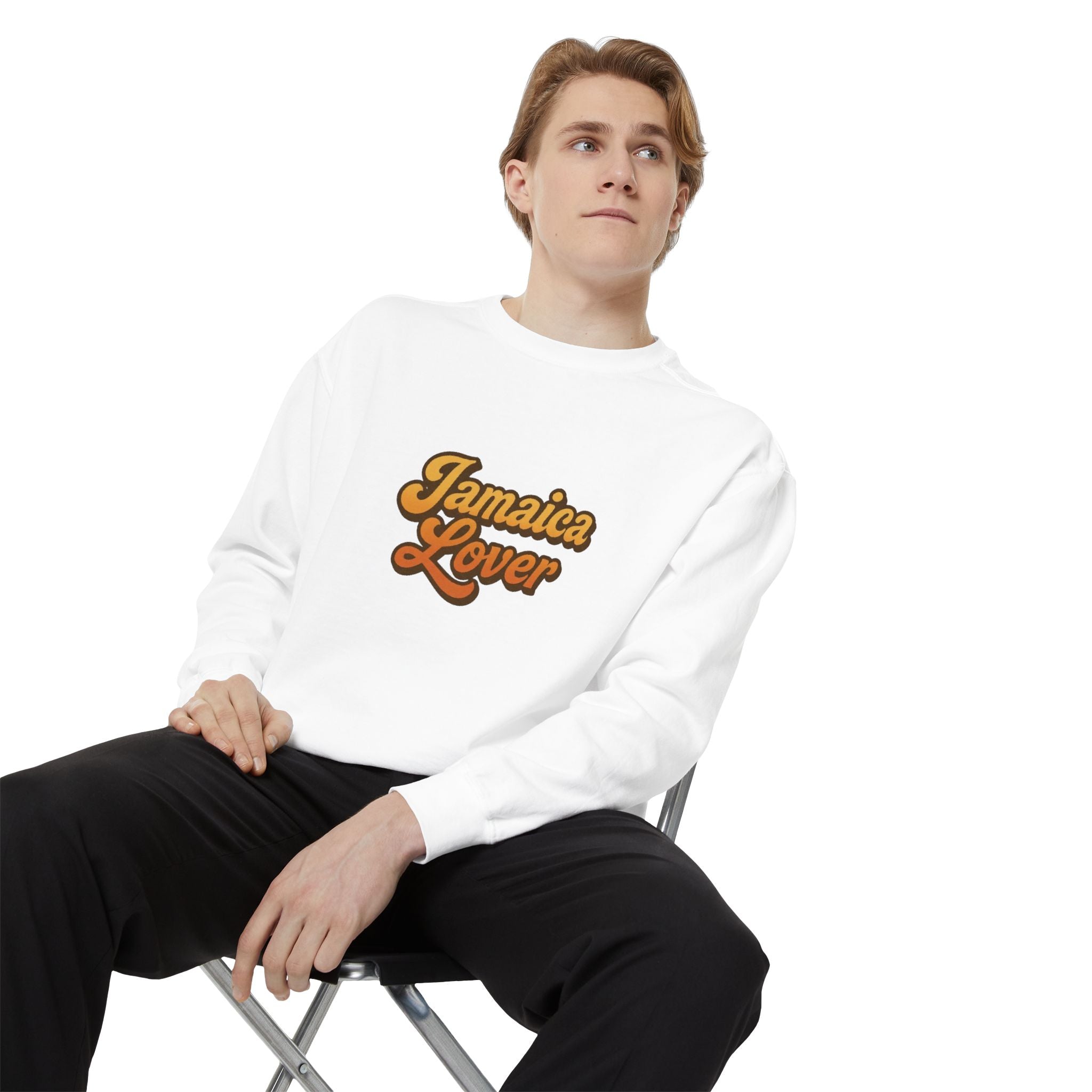 Jamaica Lover Sweatshirt — Retro Script Island Pride Crewneck