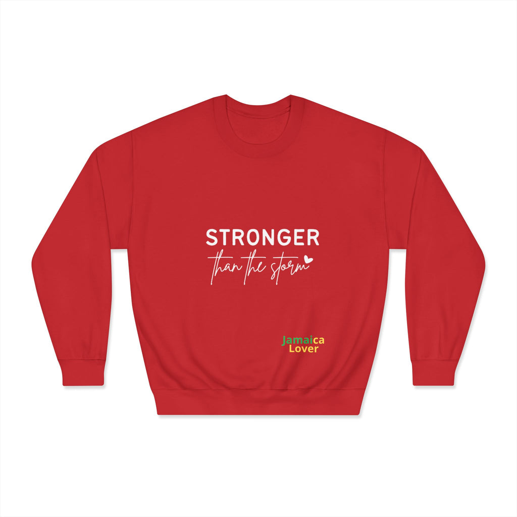 Stronger Than the Storm Crewneck Sweatshirt — Jamaica Lover Inspirational Pullover
