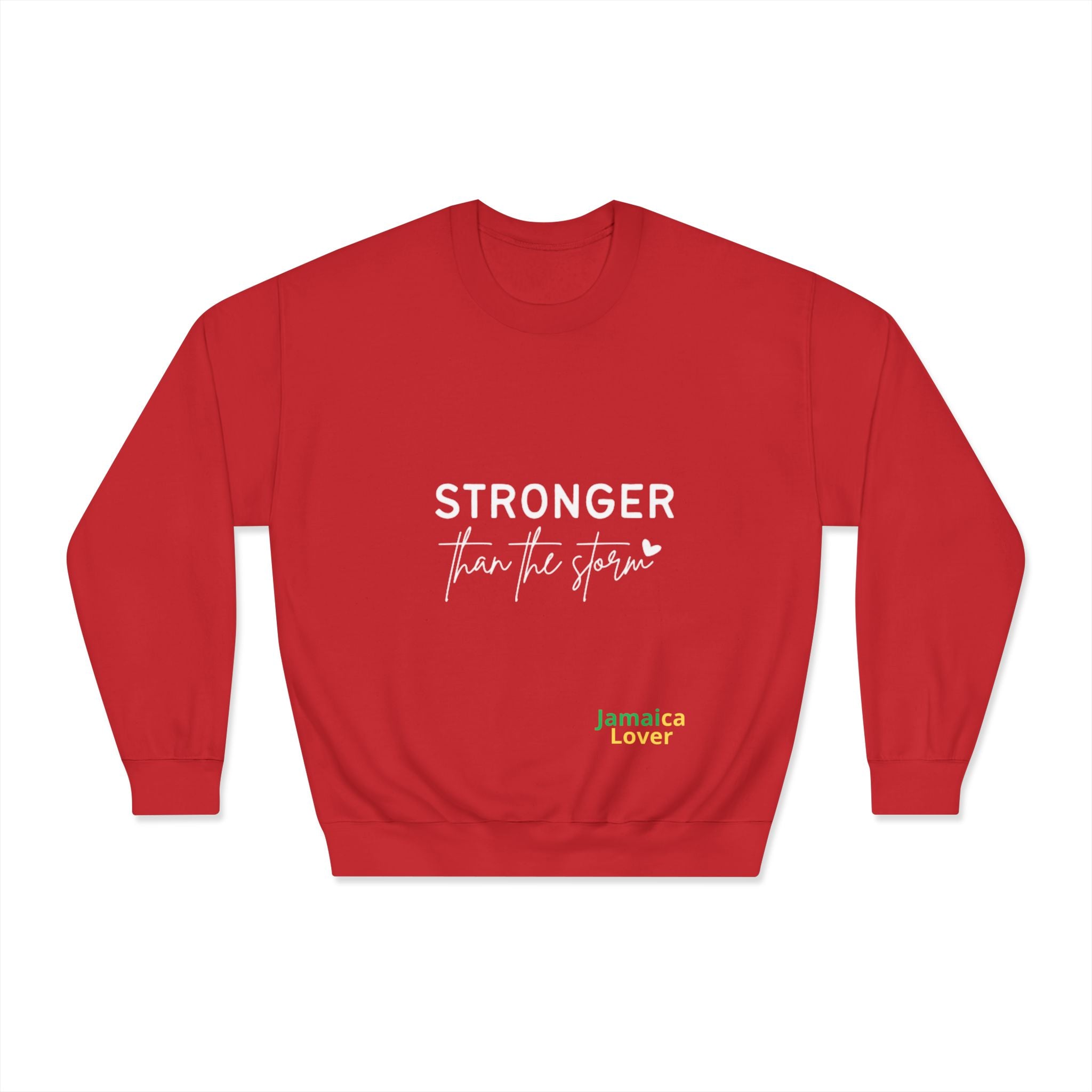Stronger Than the Storm Crewneck Sweatshirt — Jamaica Lover Inspirational Pullover