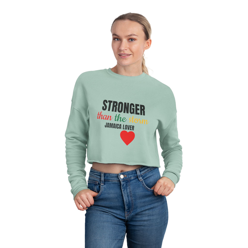 Cropped Sweatshirt — "Stronger than the Storm" Jamaica Lover Heart