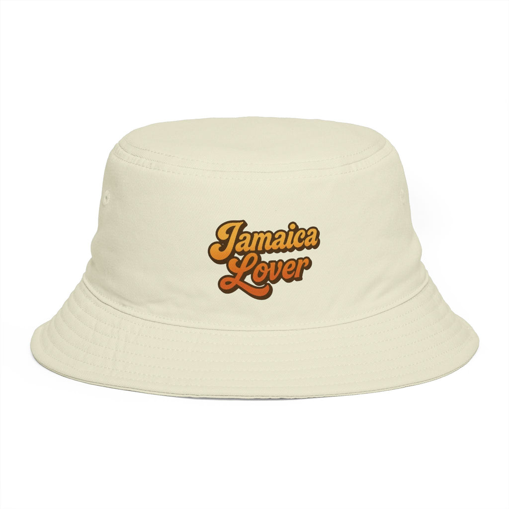 Jamaica Lover Bucket Hat — Retro Script Travel & Festival Sun Hat