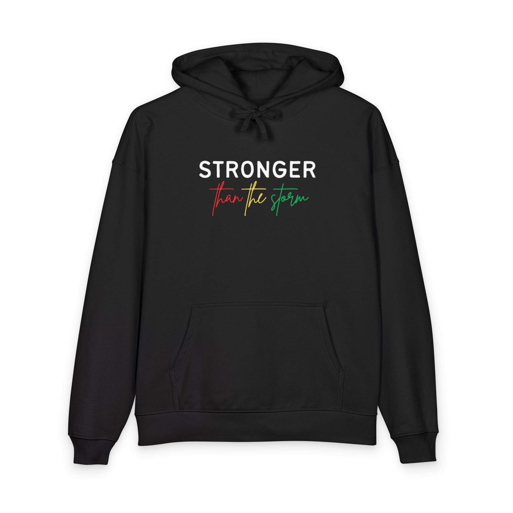 Hoodie — "Stronger Than the Storm" Script Logo Pullover