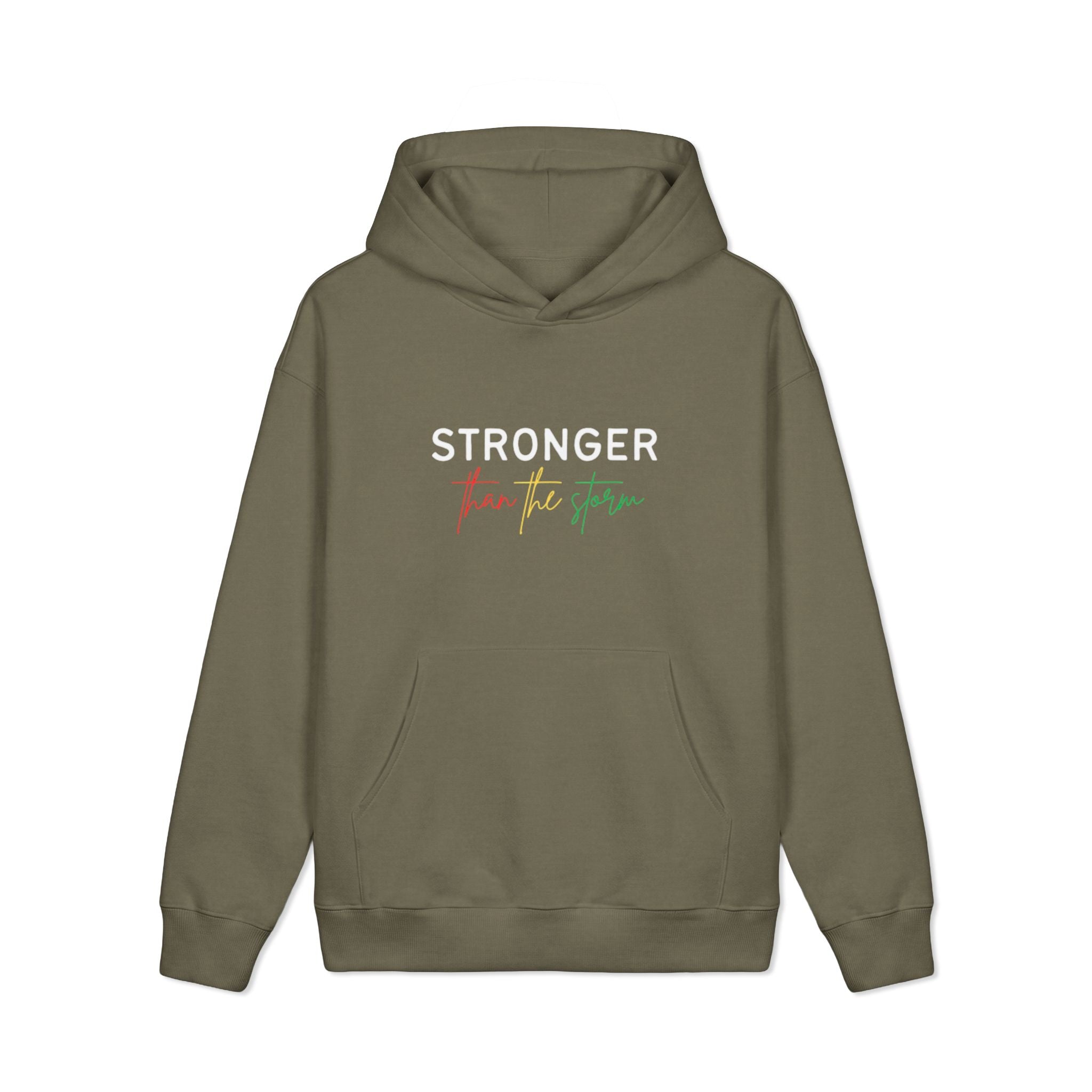 Stronger Than the Storm Hoodie — Inspirational Brown Pullover