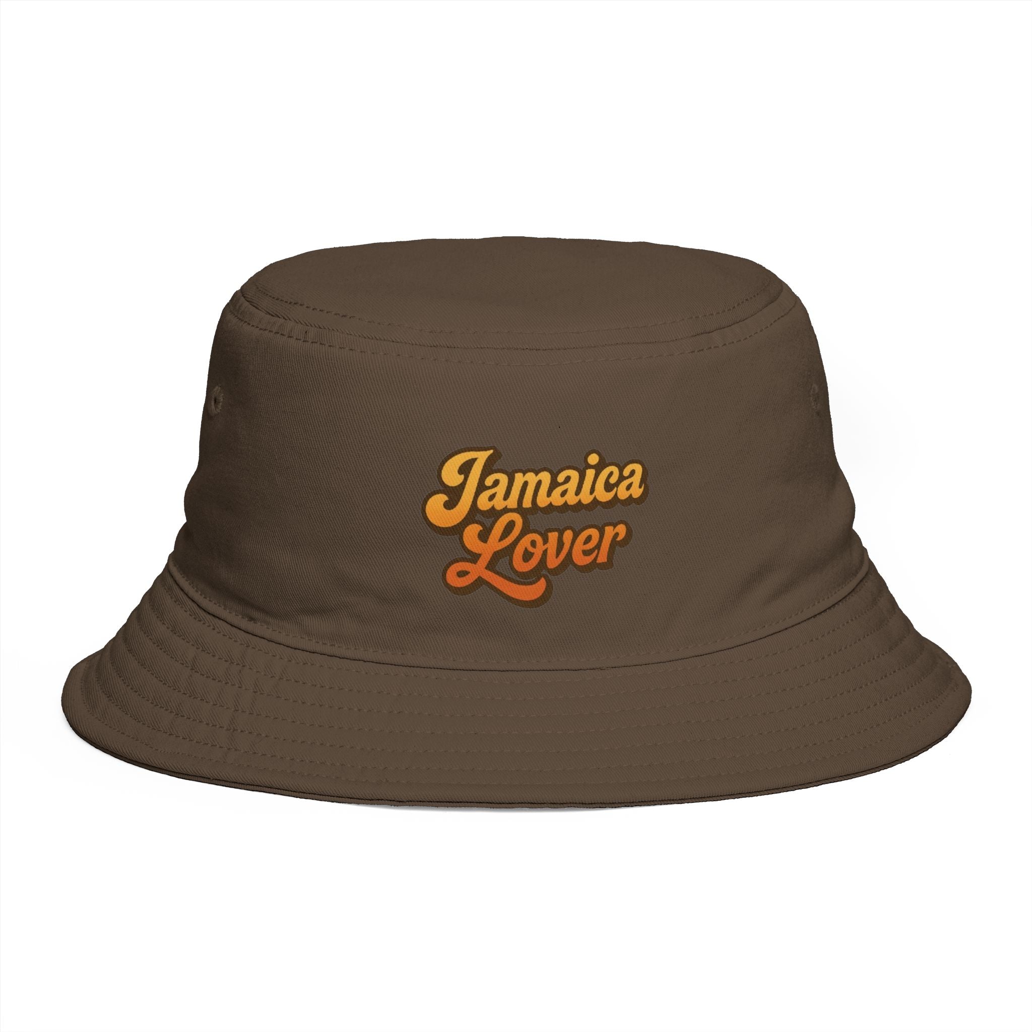 Jamaica Lover Bucket Hat — Retro Script Travel & Festival Sun Hat