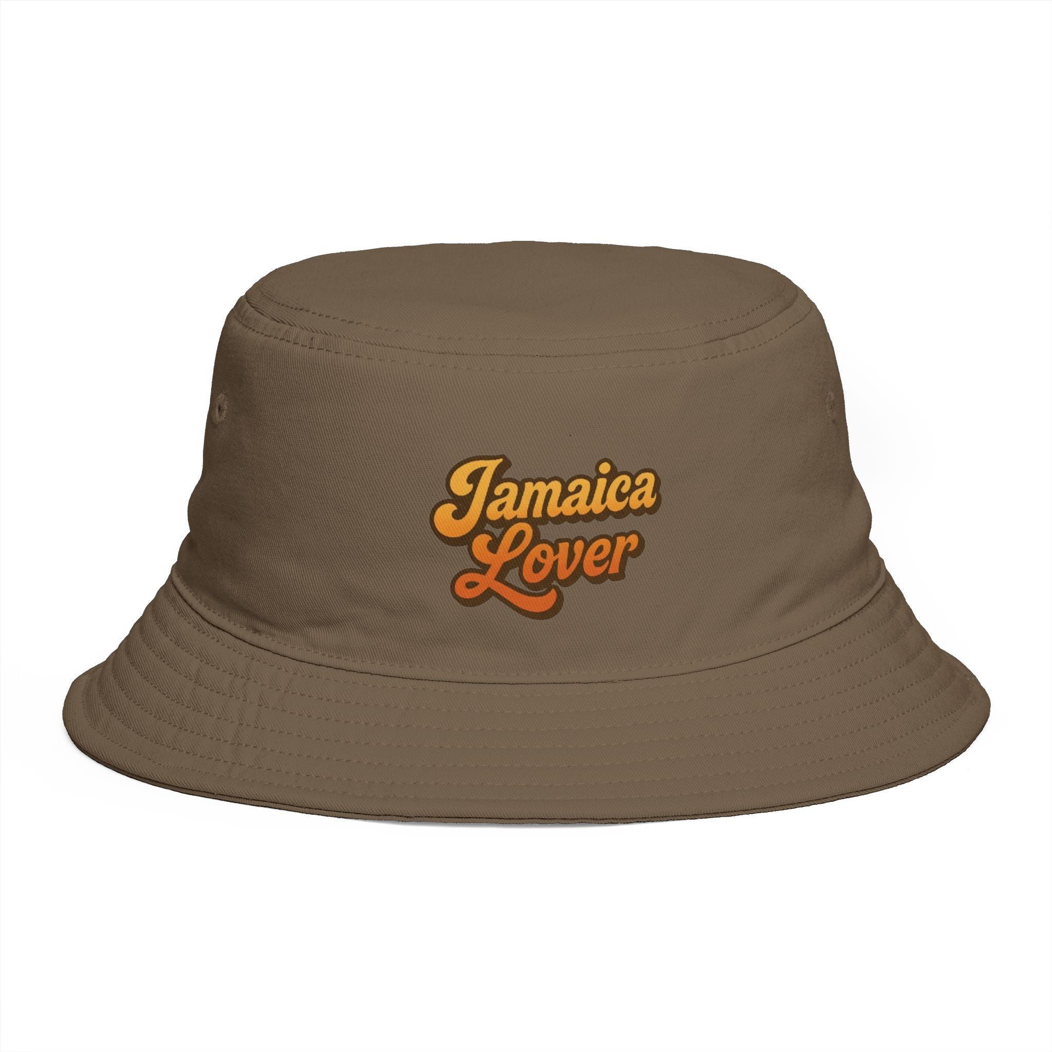 Jamaica Lover Bucket Hat — Retro Script Travel & Festival Sun Hat