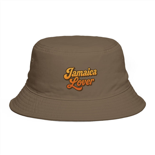 Jamaica Lover Bucket Hat — Retro Script Travel & Festival Sun Hat