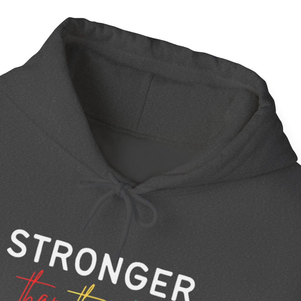 Stronger Than The Storm Hoodie — Inspirational Rasta Script Pullover